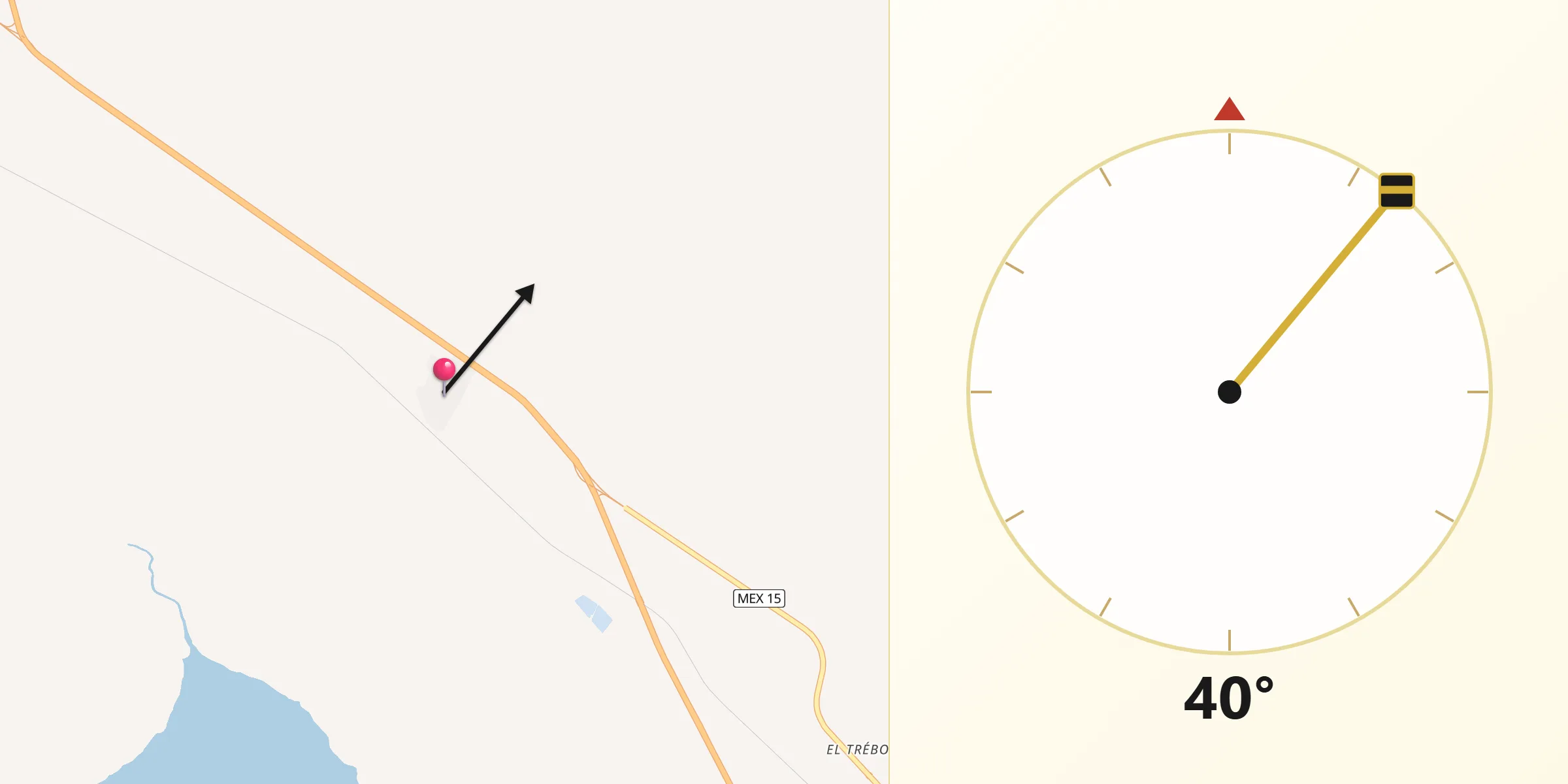 Dirección de la Qibla desde Tecualilla