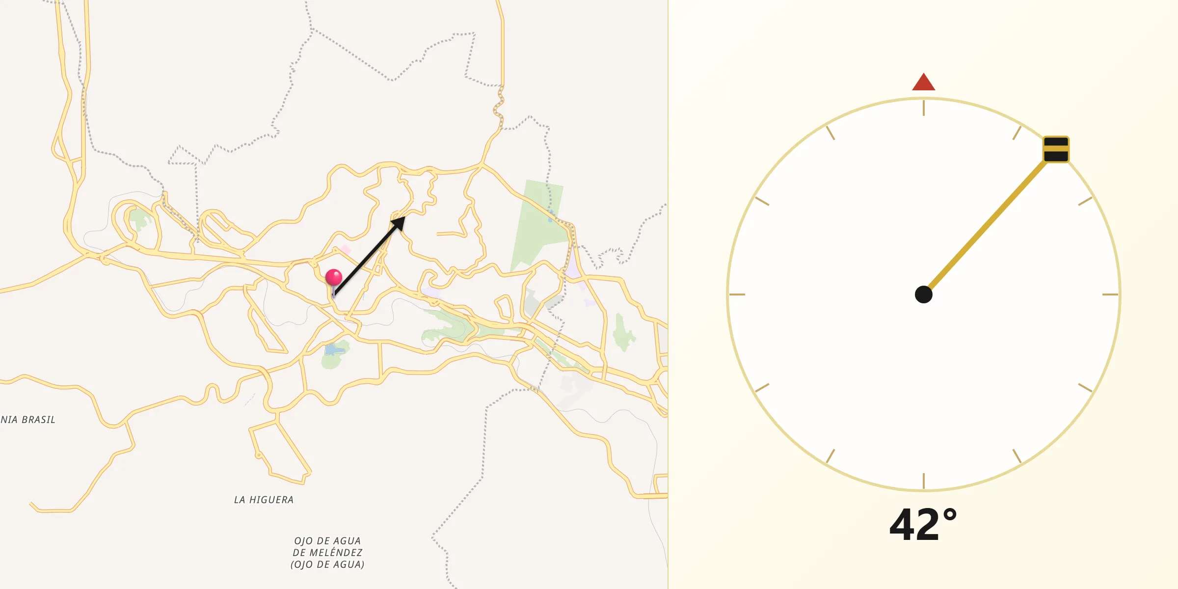 Dirección de la Qibla desde Zacatecas