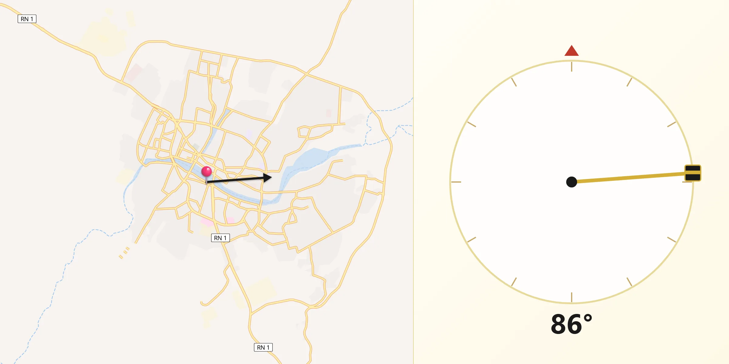 Direction vers la Qibla depuis Tamanrasset