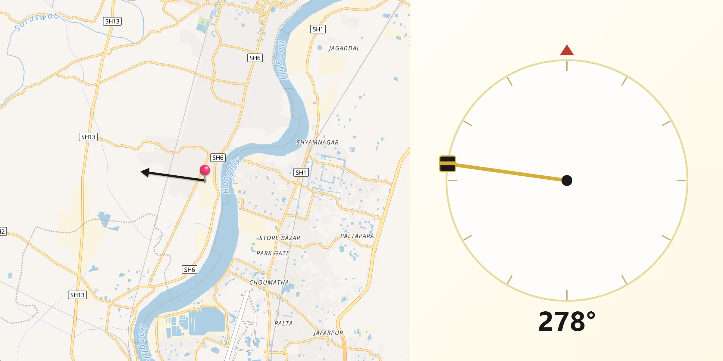 Qibla Direction from Bhadreswar