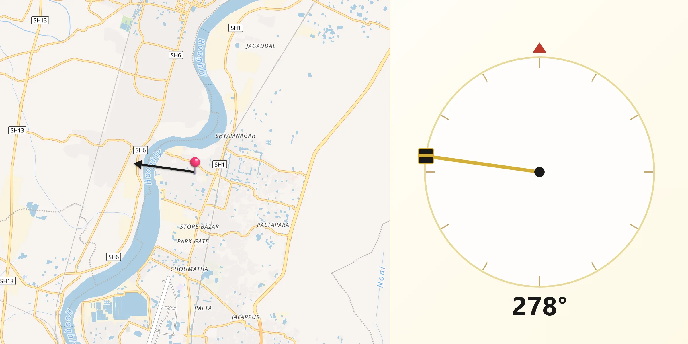 Qibla Direction from Garulia