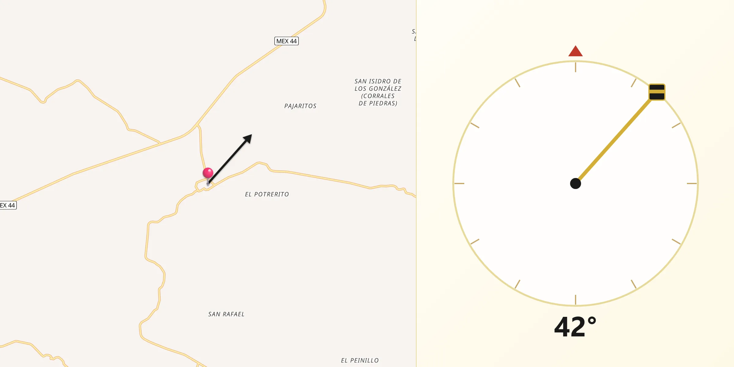 Dirección de la Qibla desde Lobatos