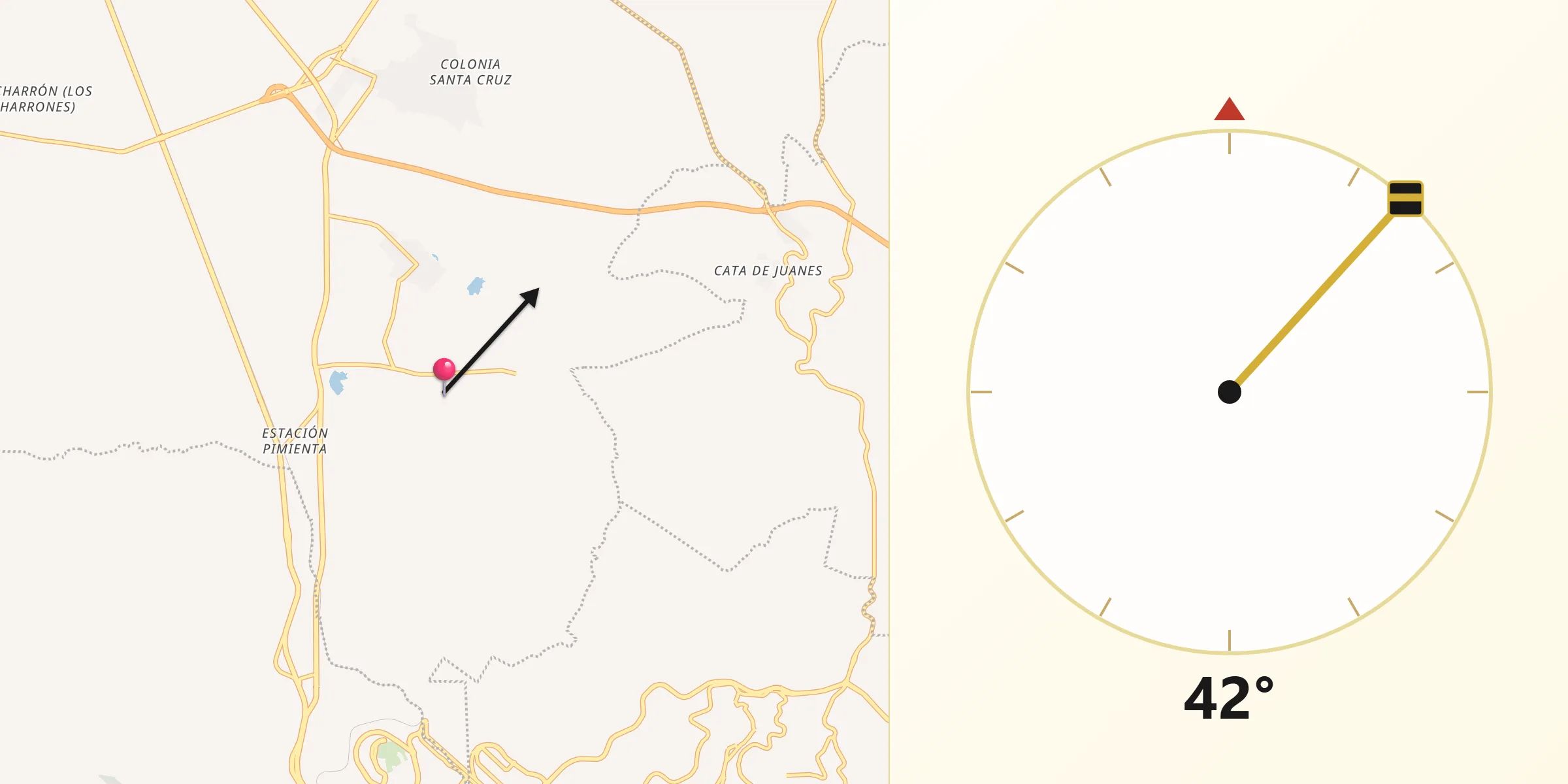 Dirección de la Qibla desde Hacienda Nueva