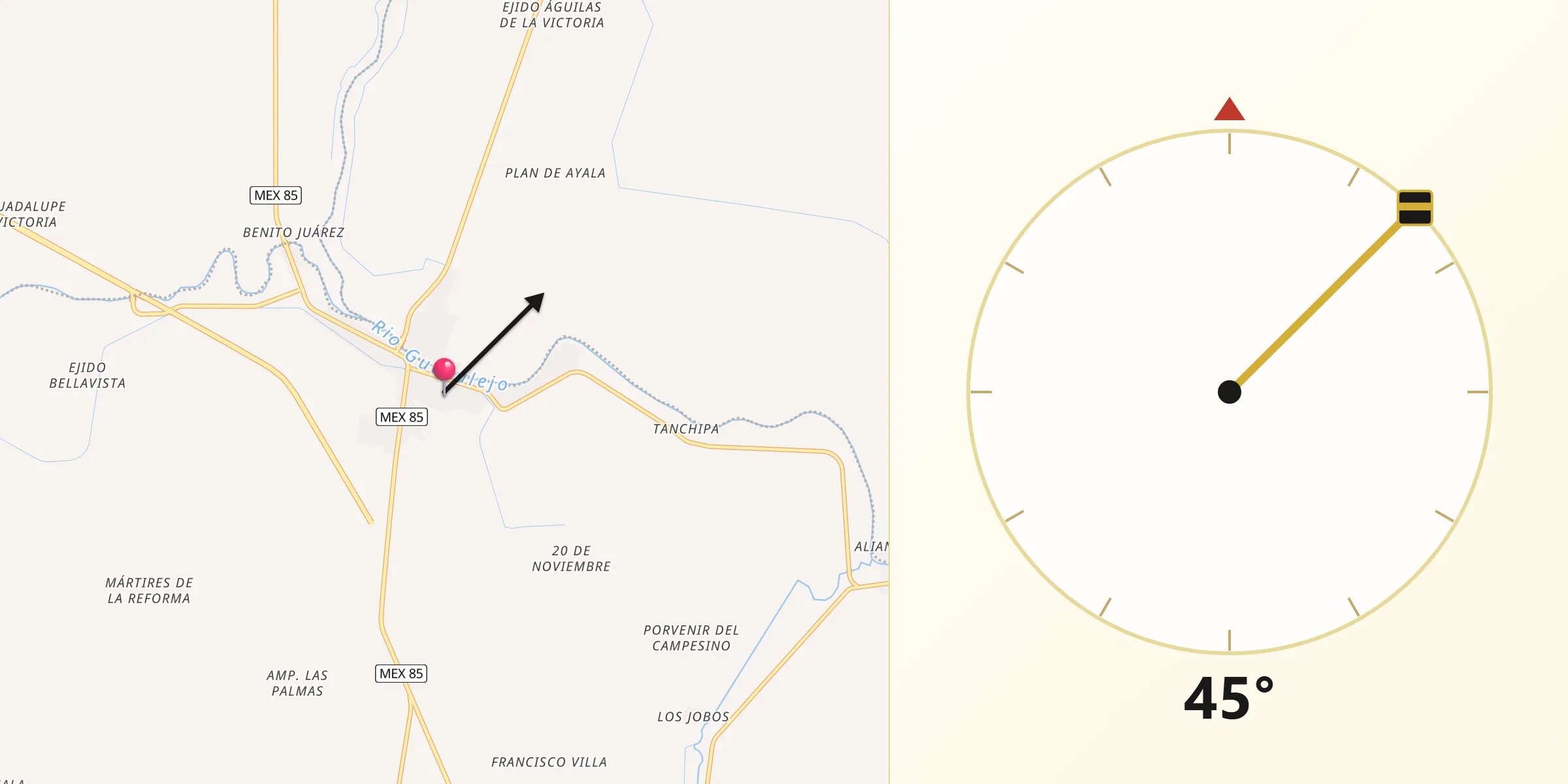 Dirección de la Qibla desde El Limón