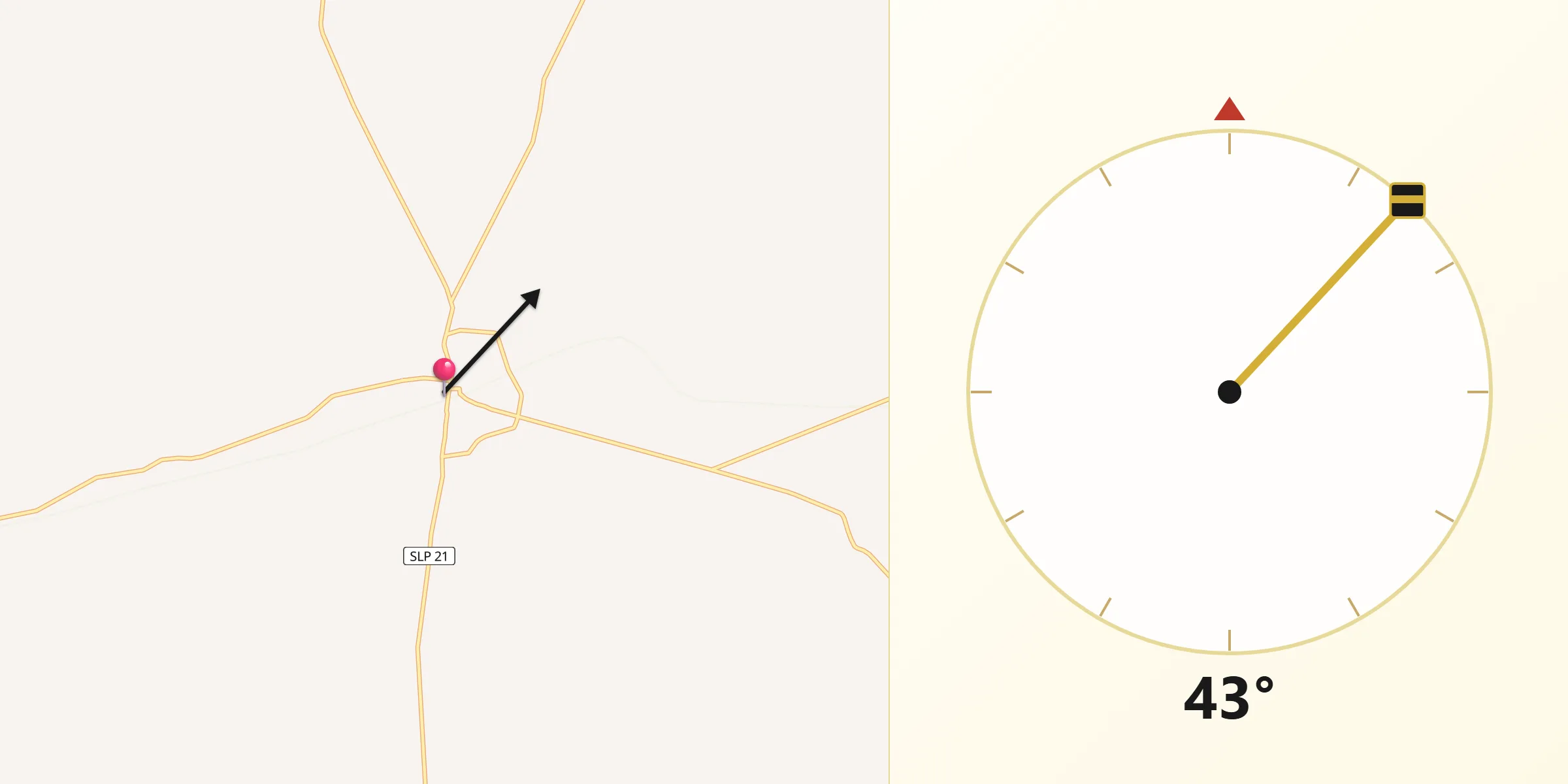 Dirección de la Qibla desde Villa de Ramos