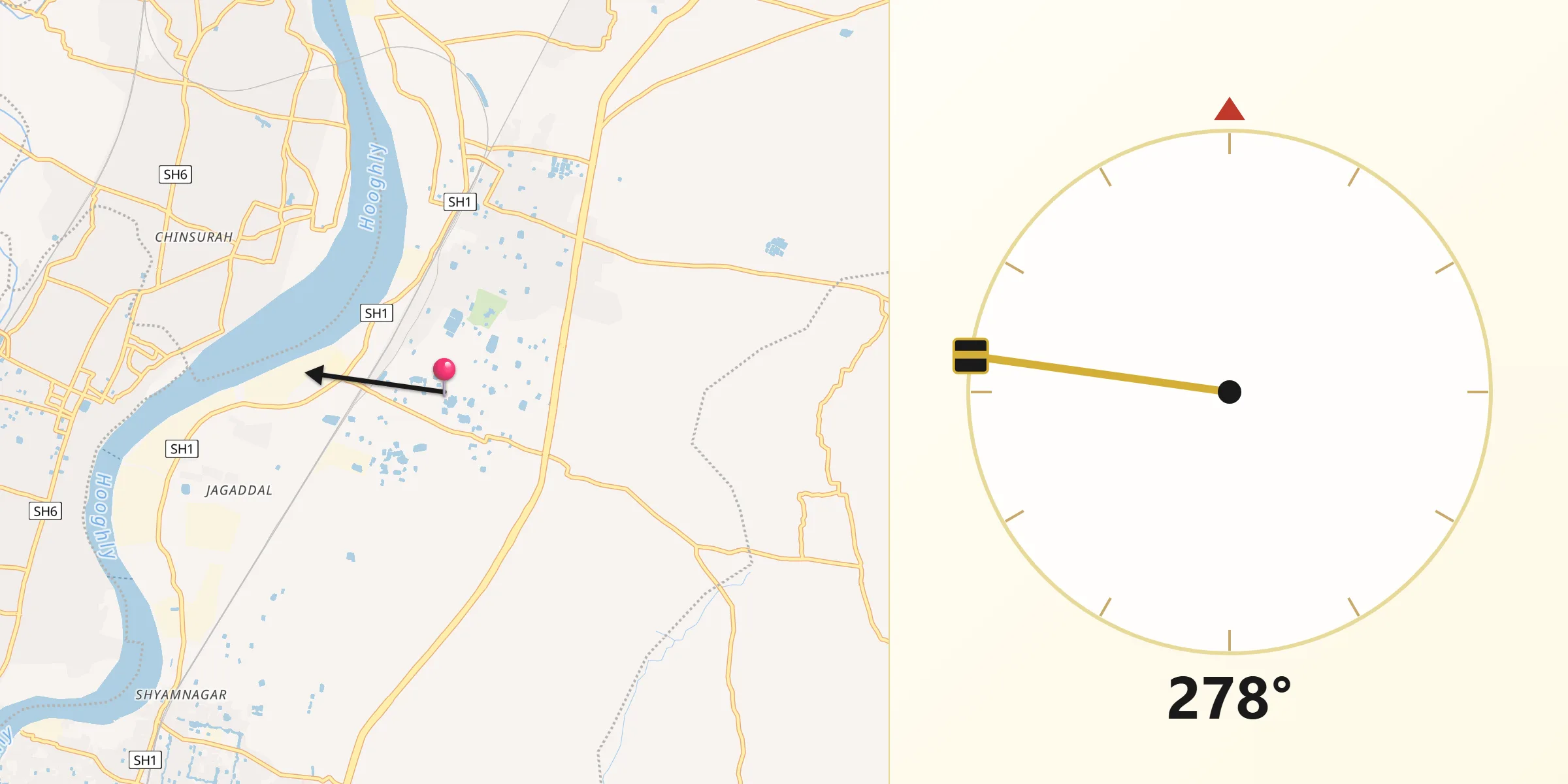 Qibla Direction from Bhatpara