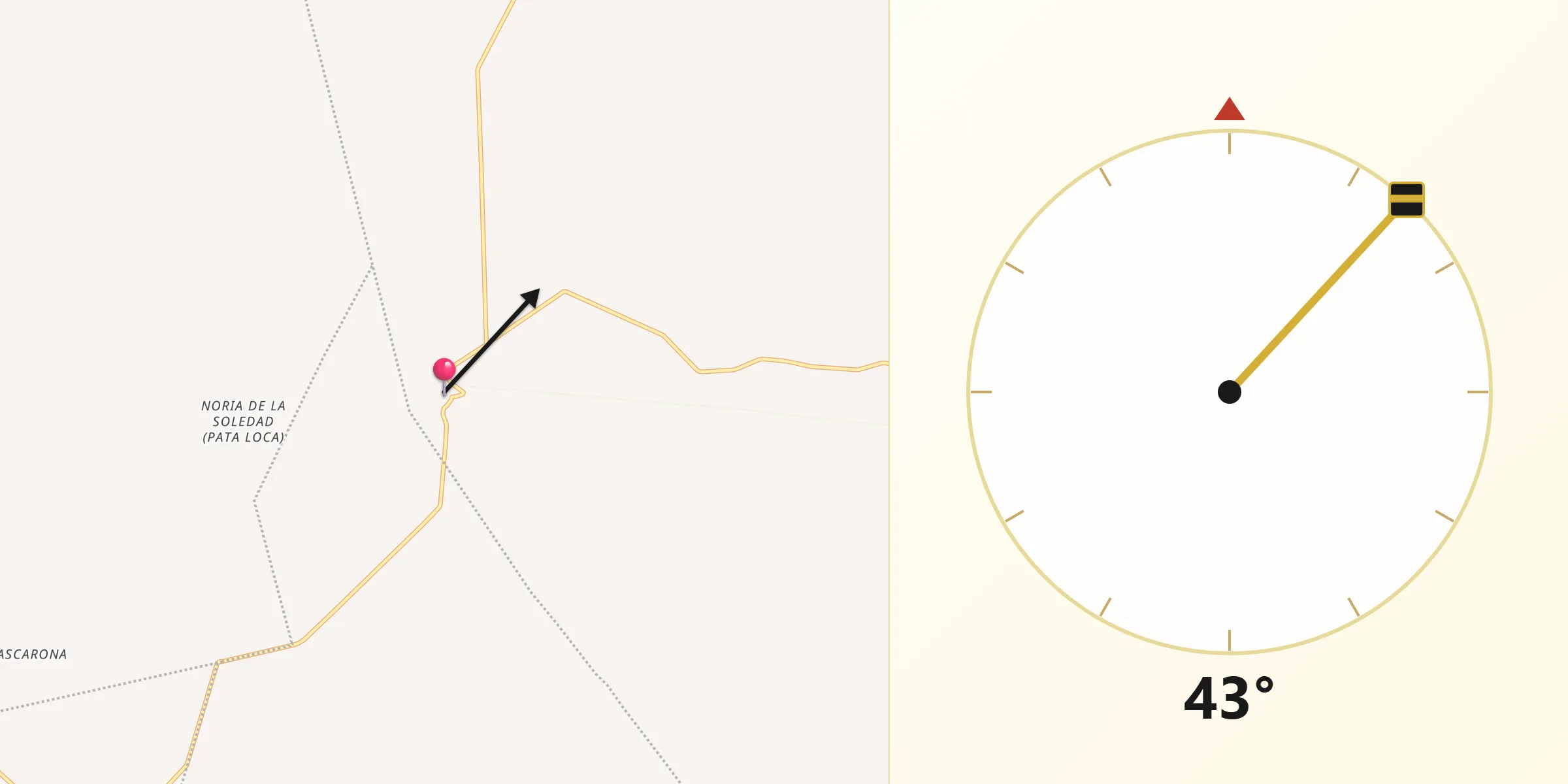 Dirección de la Qibla desde Sauz de Calera