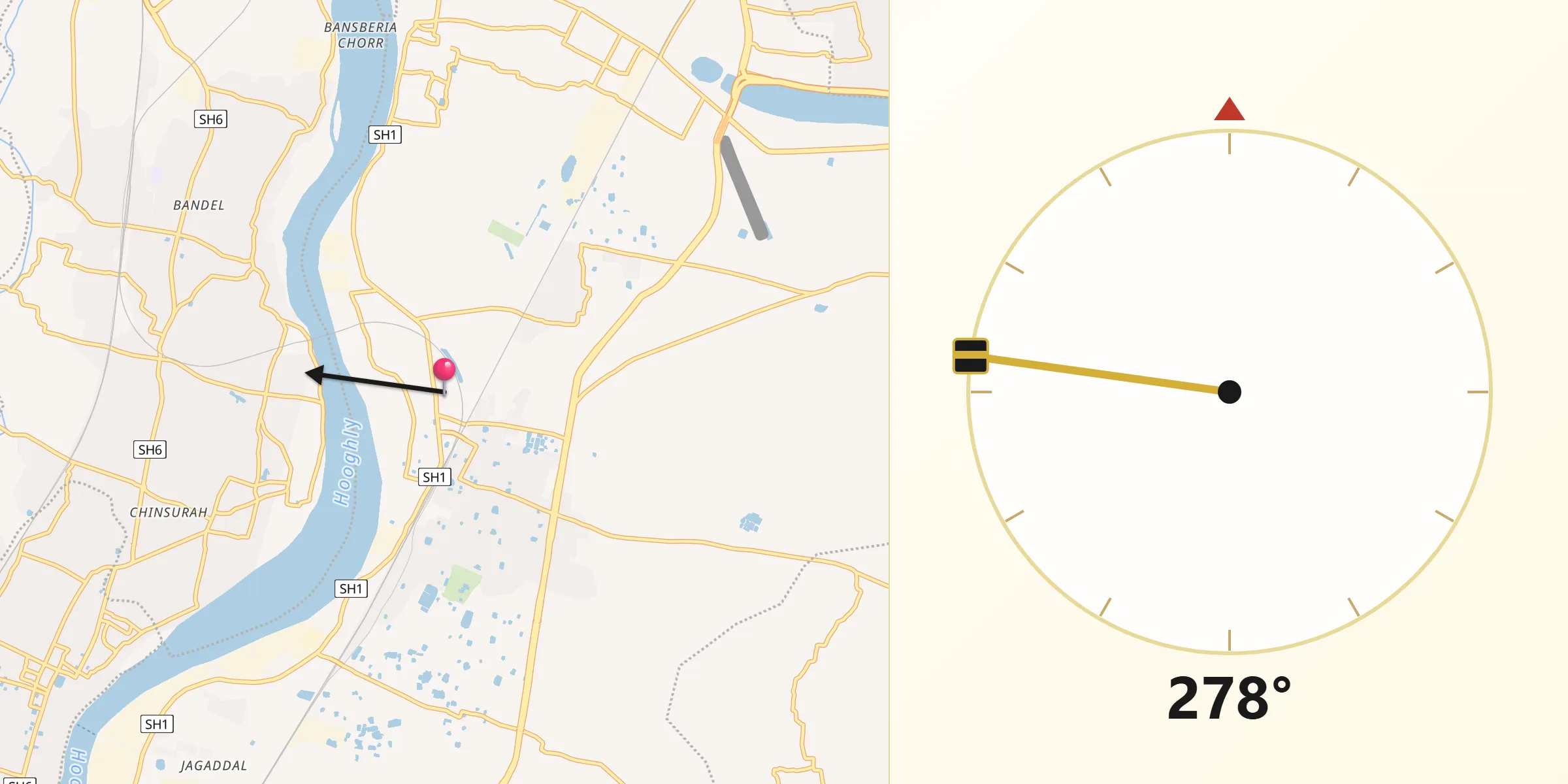 Qibla Direction from Naihati