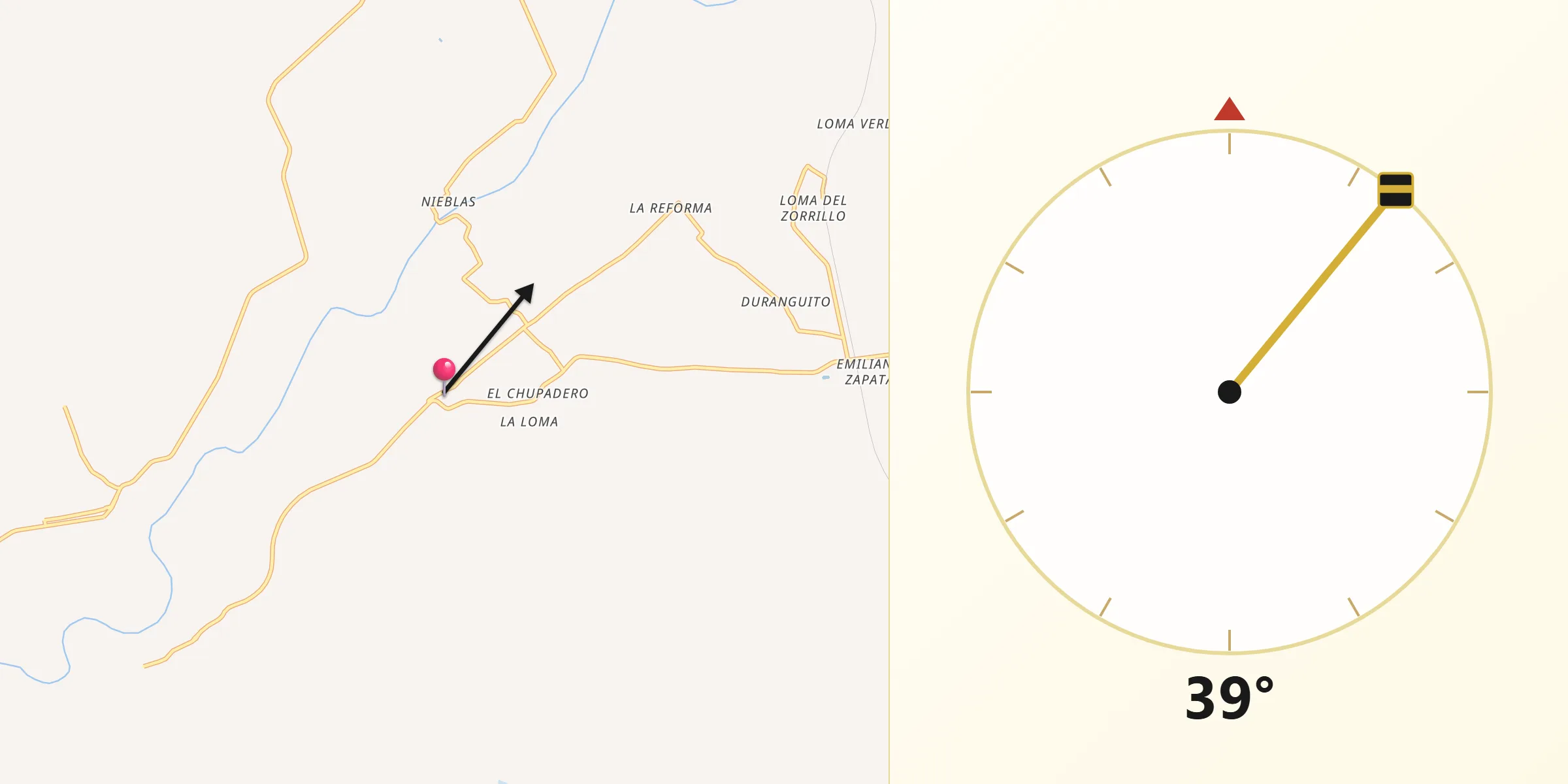 Dirección de la Qibla desde Apoderado