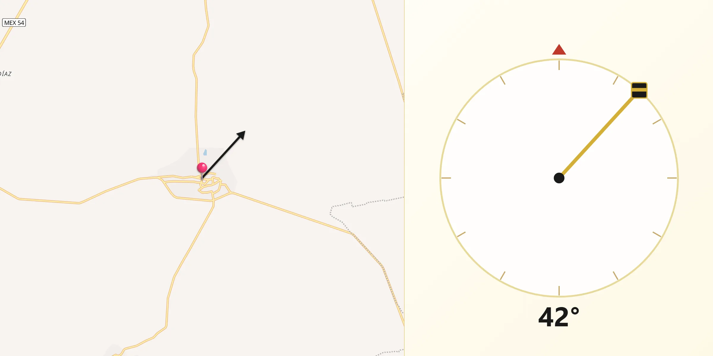 Dirección de la Qibla desde San Antonio del Cipres