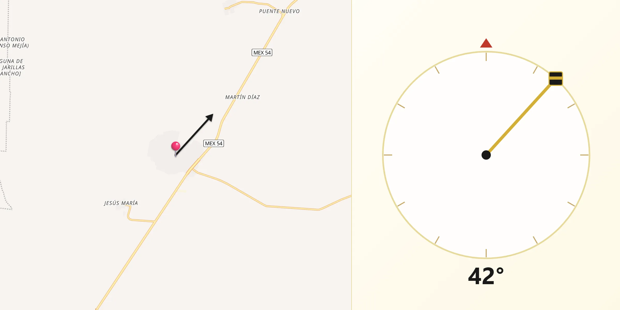 Dirección de la Qibla desde Pozos de Gamboa