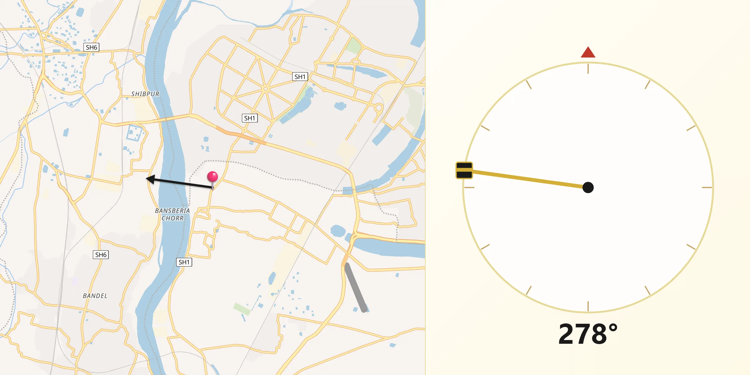 Qibla Direction from Halisahar
