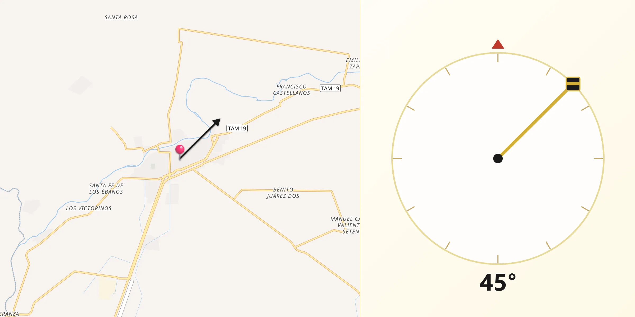 Dirección de la Qibla desde Xicoténcatl