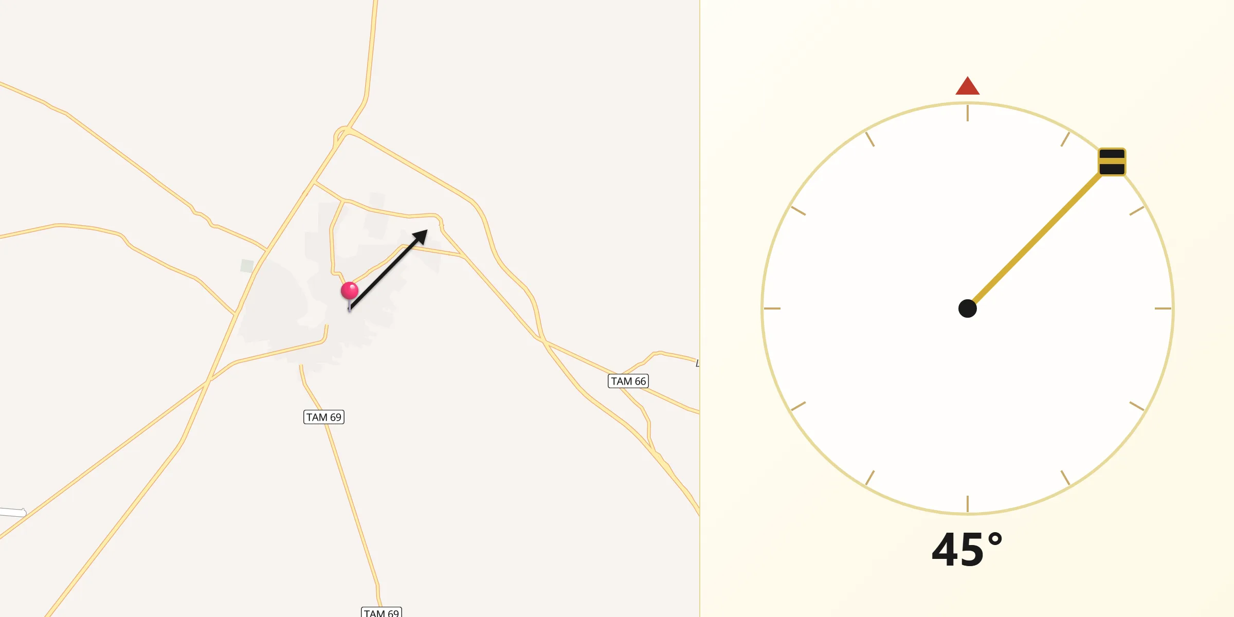 Dirección de la Qibla desde Ciudad Tula