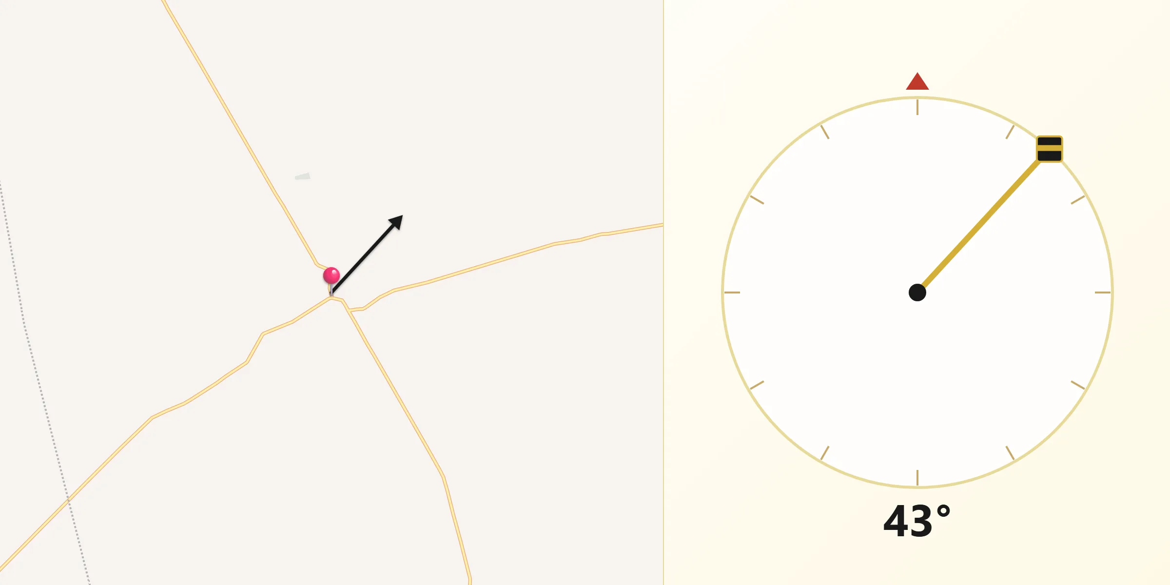 Dirección de la Qibla desde Dulce Grande
