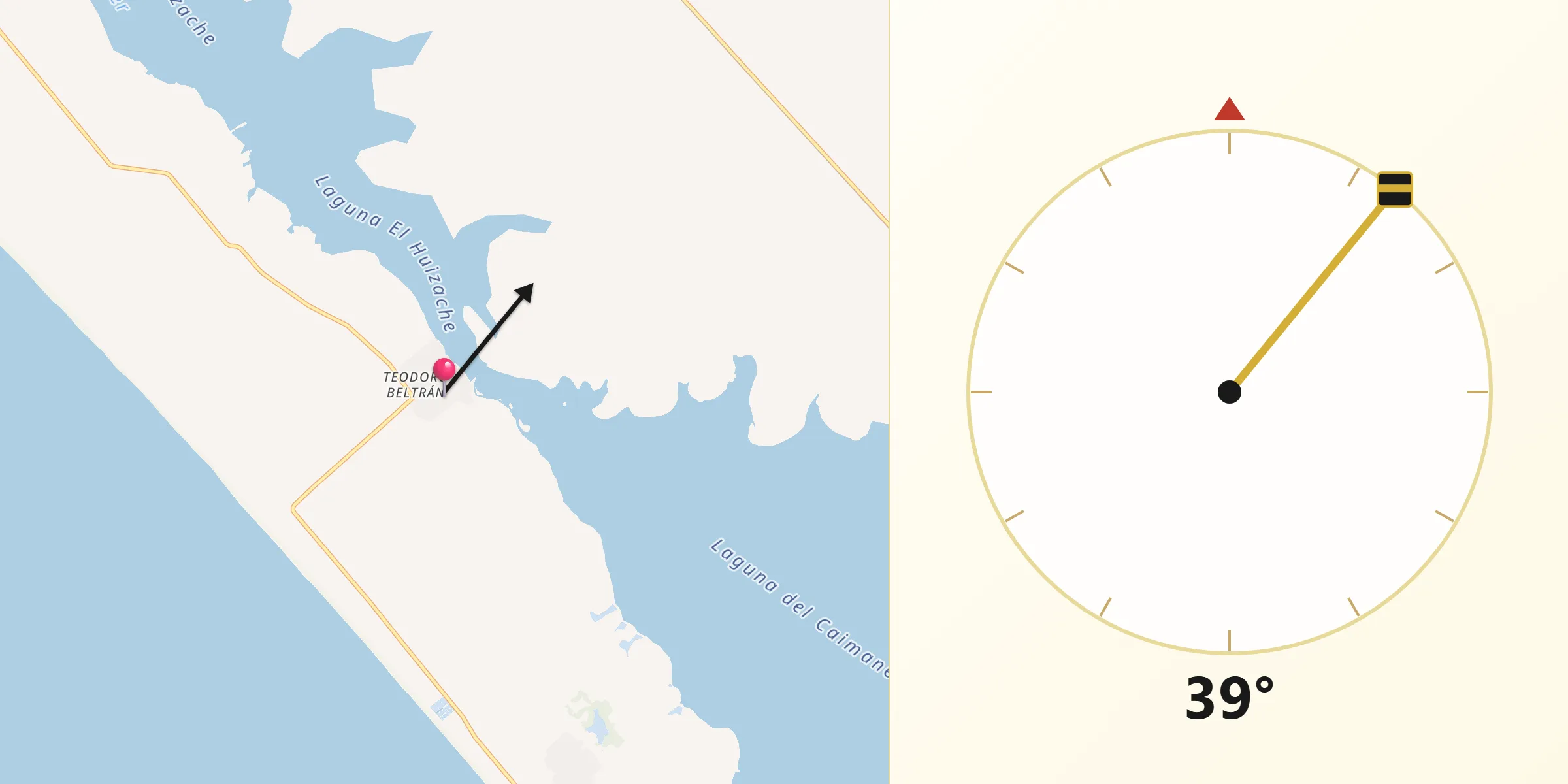 Dirección de la Qibla desde Los Pozos