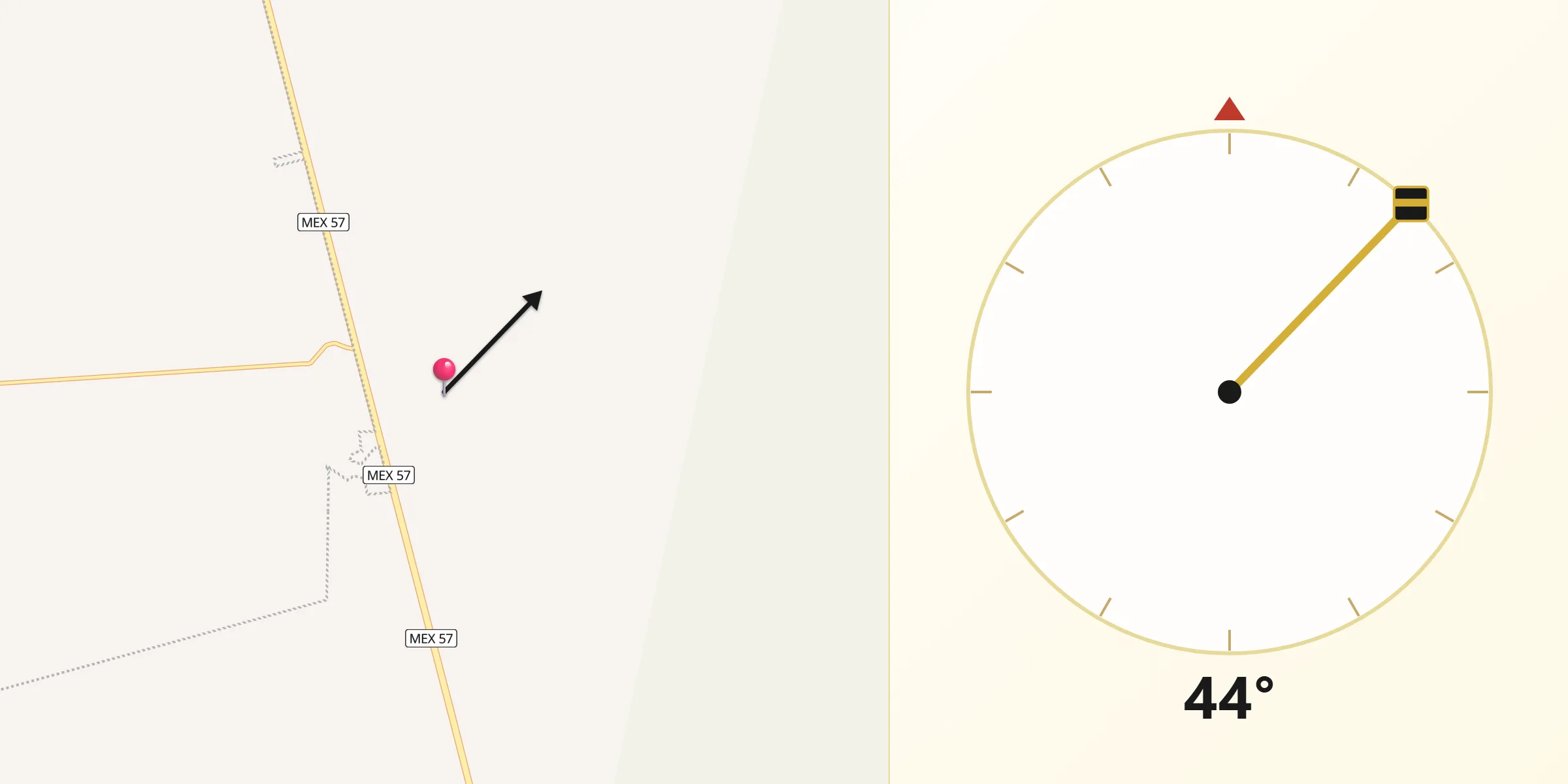Dirección de la Qibla desde Norias del Refugio