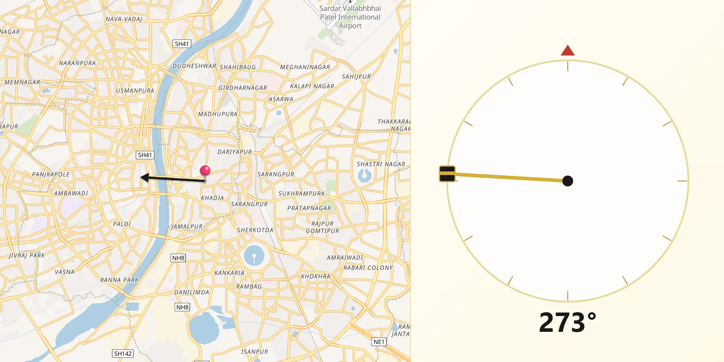 Qibla Direction from Ahmedabad