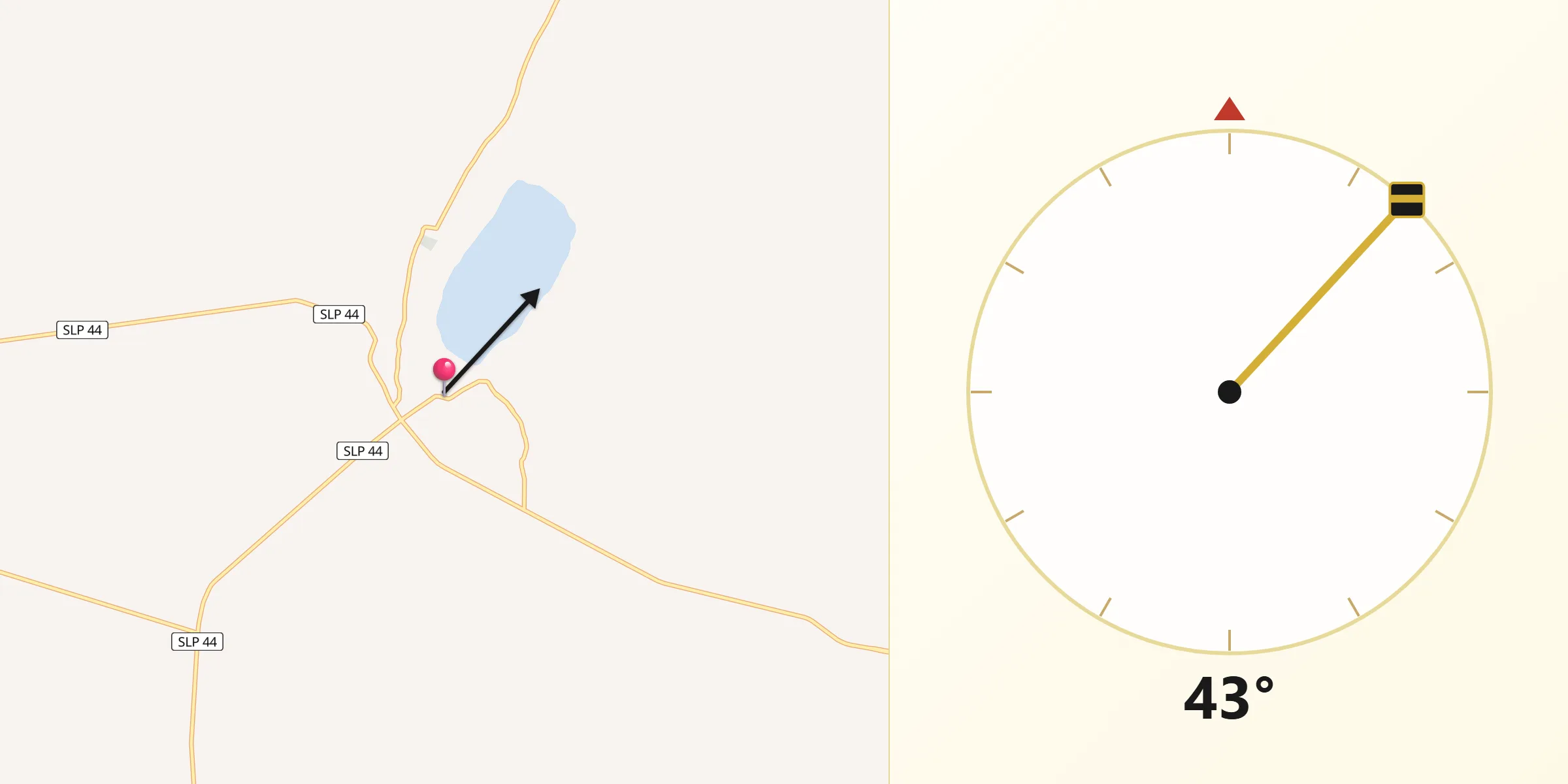 Dirección de la Qibla desde Hernández