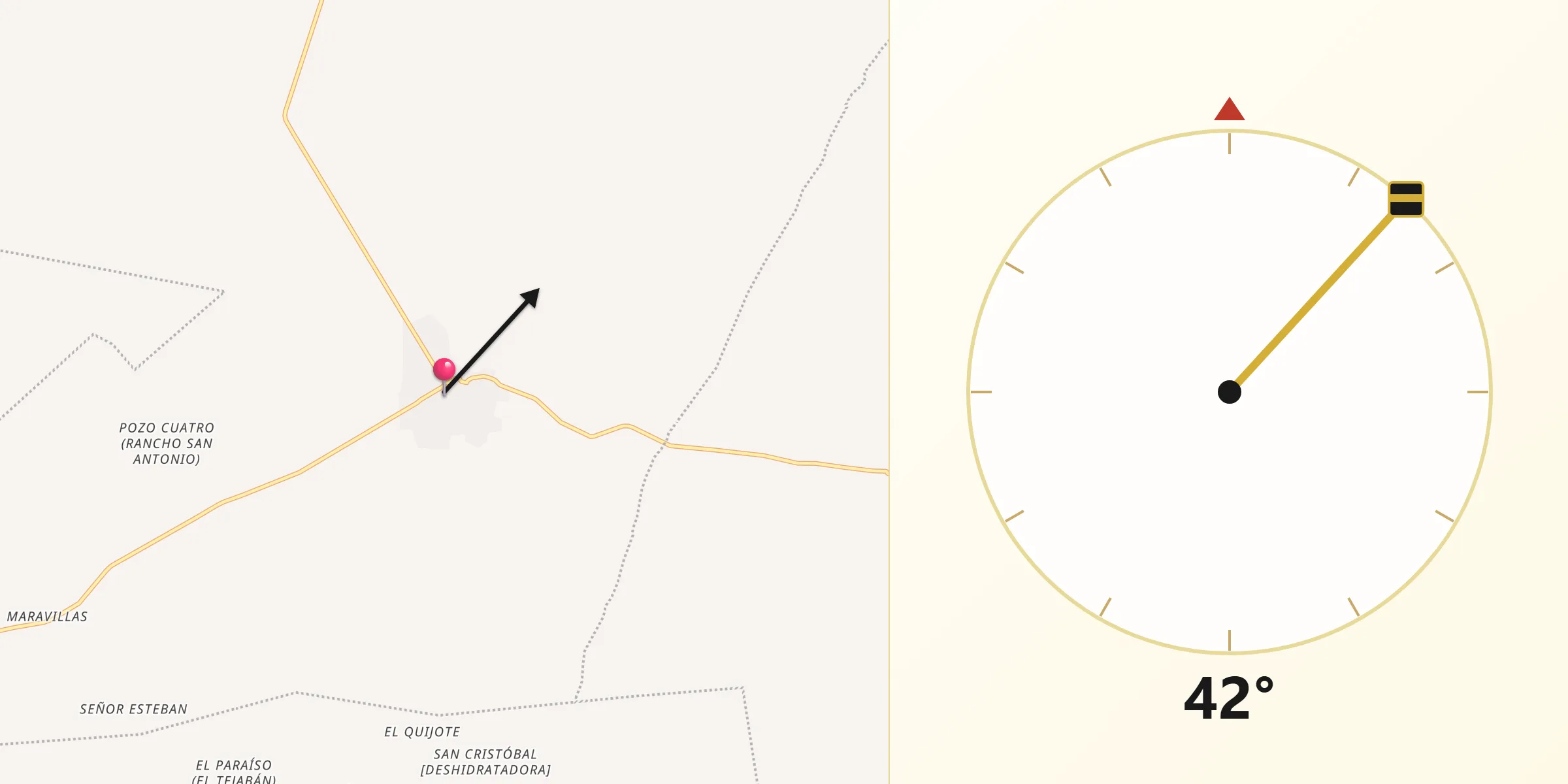 Dirección de la Qibla desde Chaparrosa