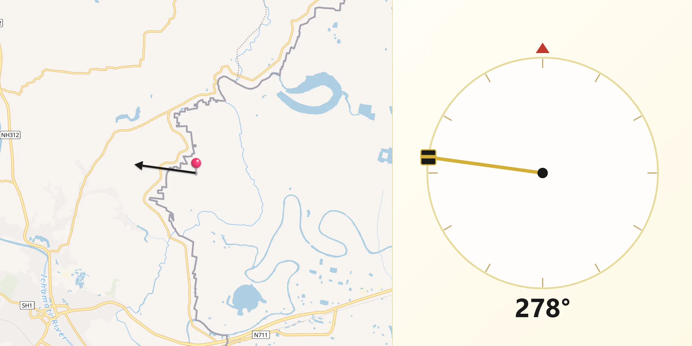 Qibla Direction from Jessore