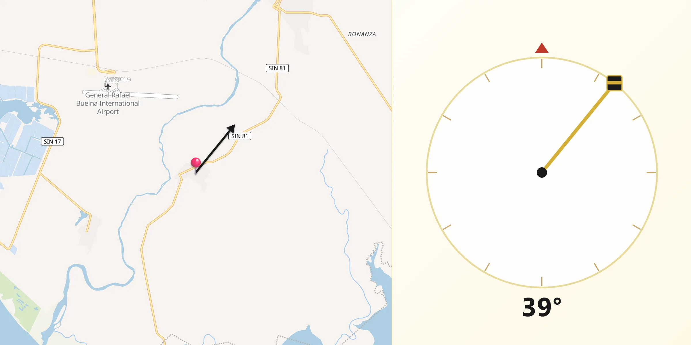 Dirección de la Qibla desde El Walamo