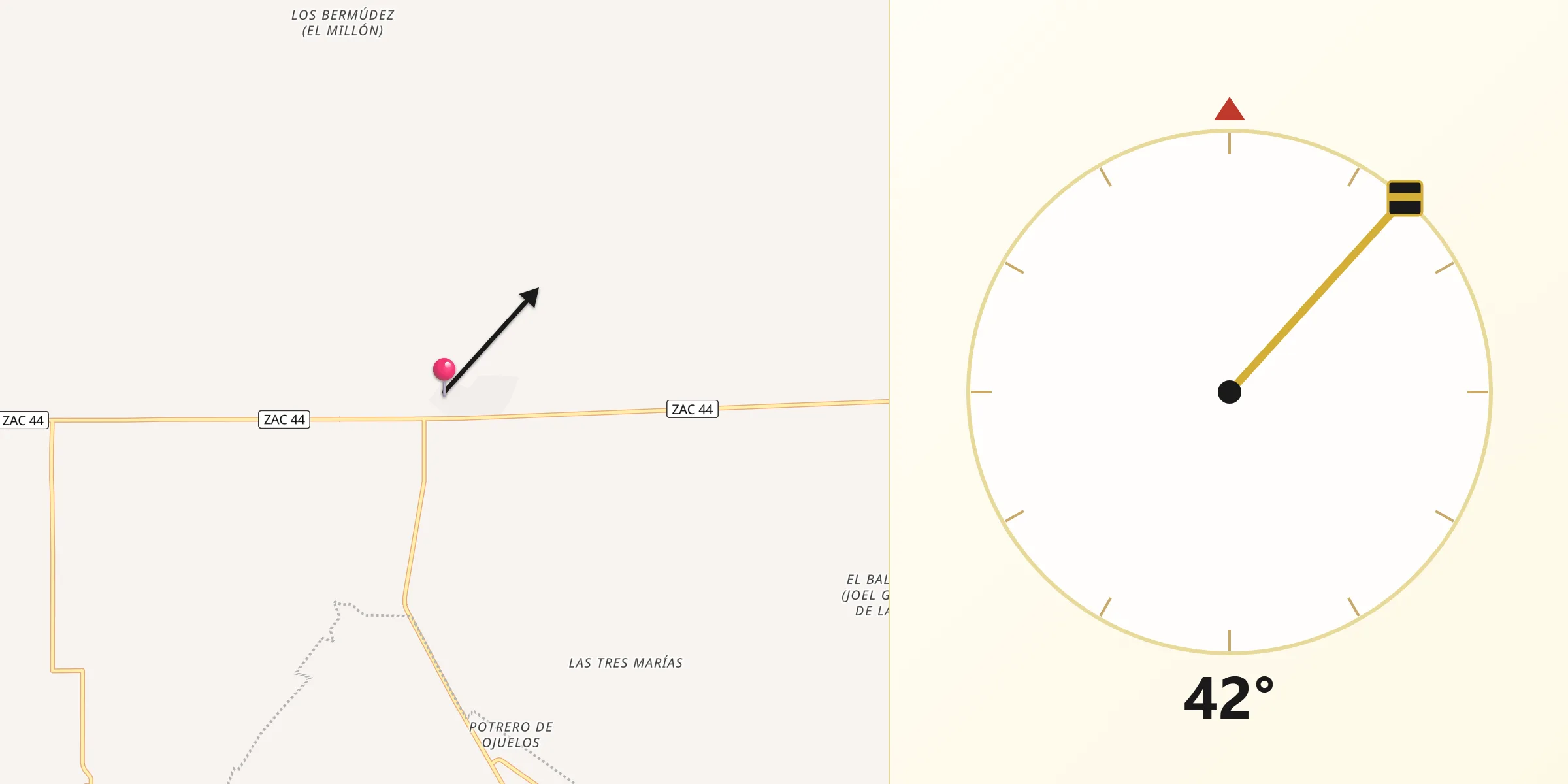 Dirección de la Qibla desde Santiaguillo
