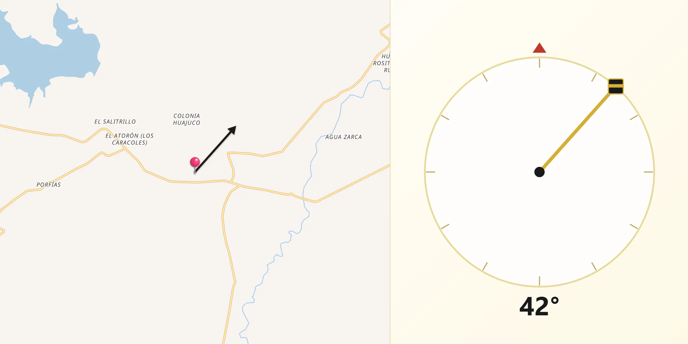 Dirección de la Qibla desde Buenavista de Trujillo