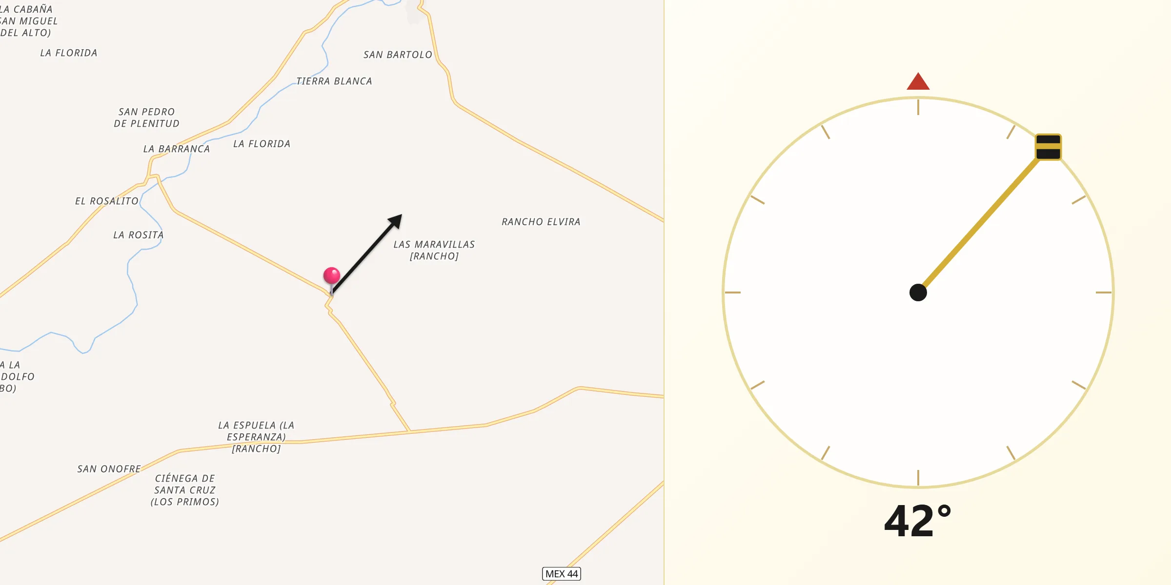 Dirección de la Qibla desde El Salto
