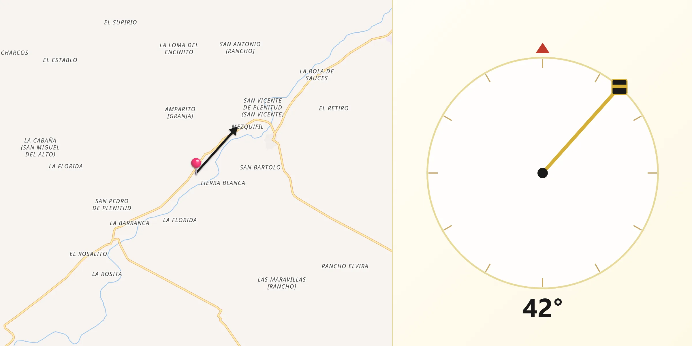 Dirección de la Qibla desde Colonia Plenitud