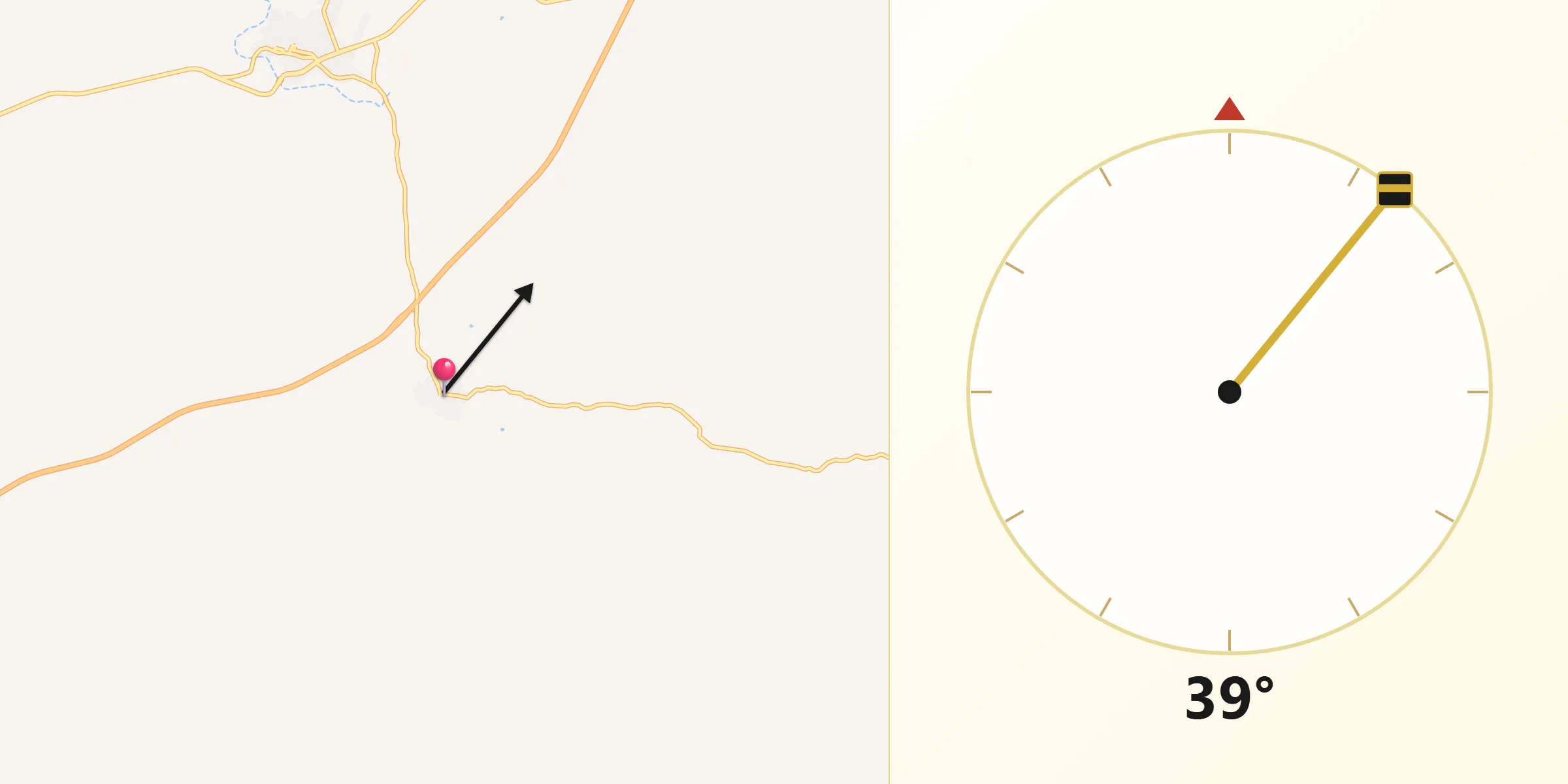 Dirección de la Qibla desde Mesillas