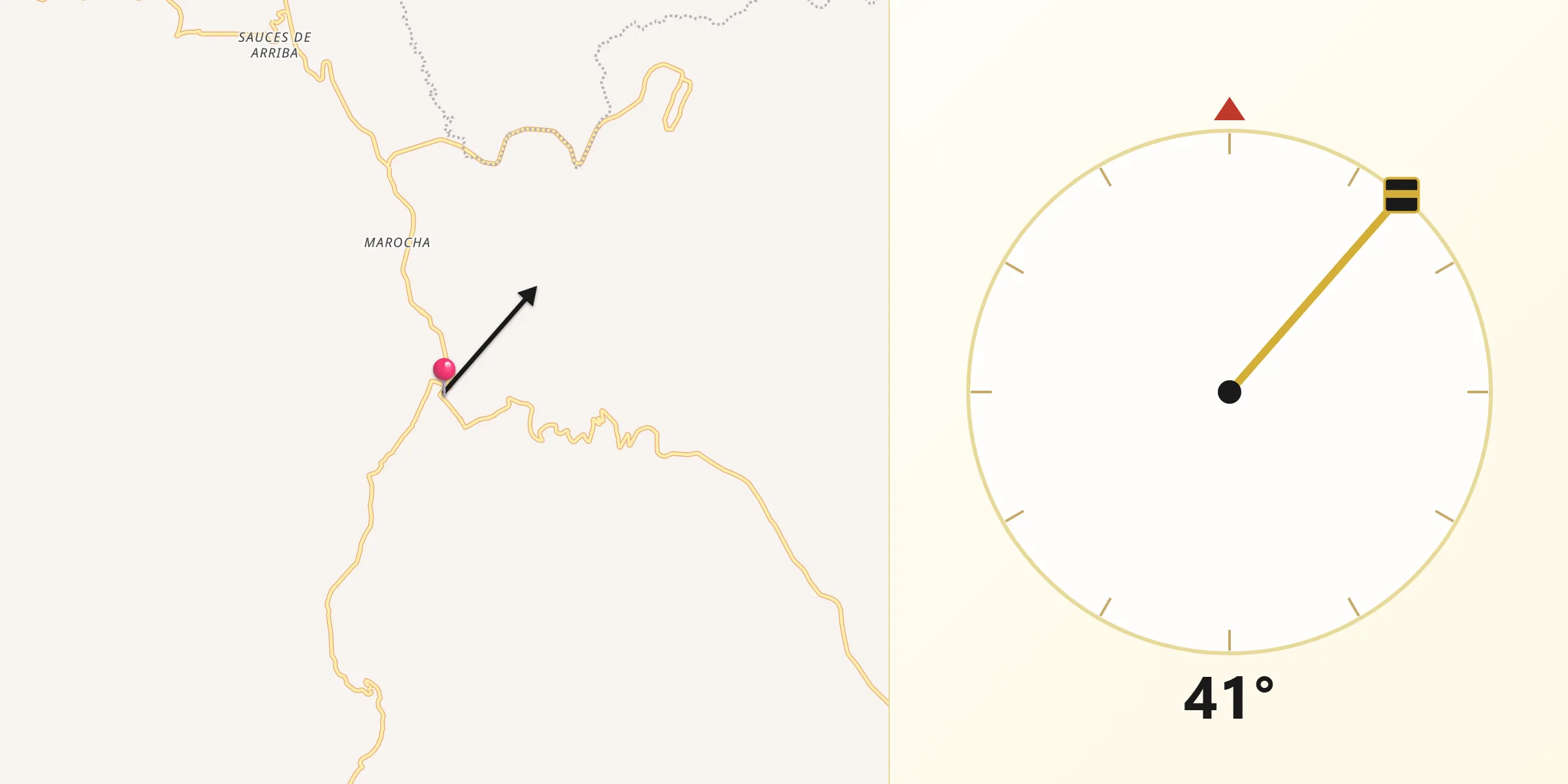 Dirección de la Qibla desde Jiménez del Teul