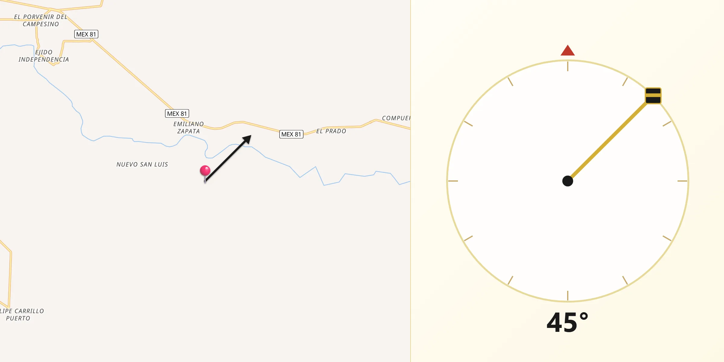 Dirección de la Qibla desde Llera