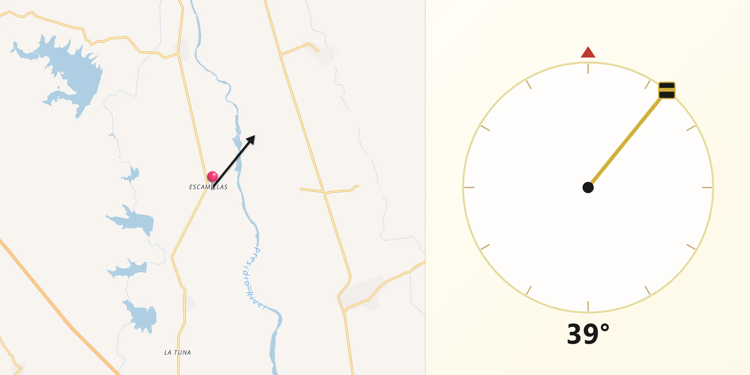 Dirección de la Qibla desde Escamillas