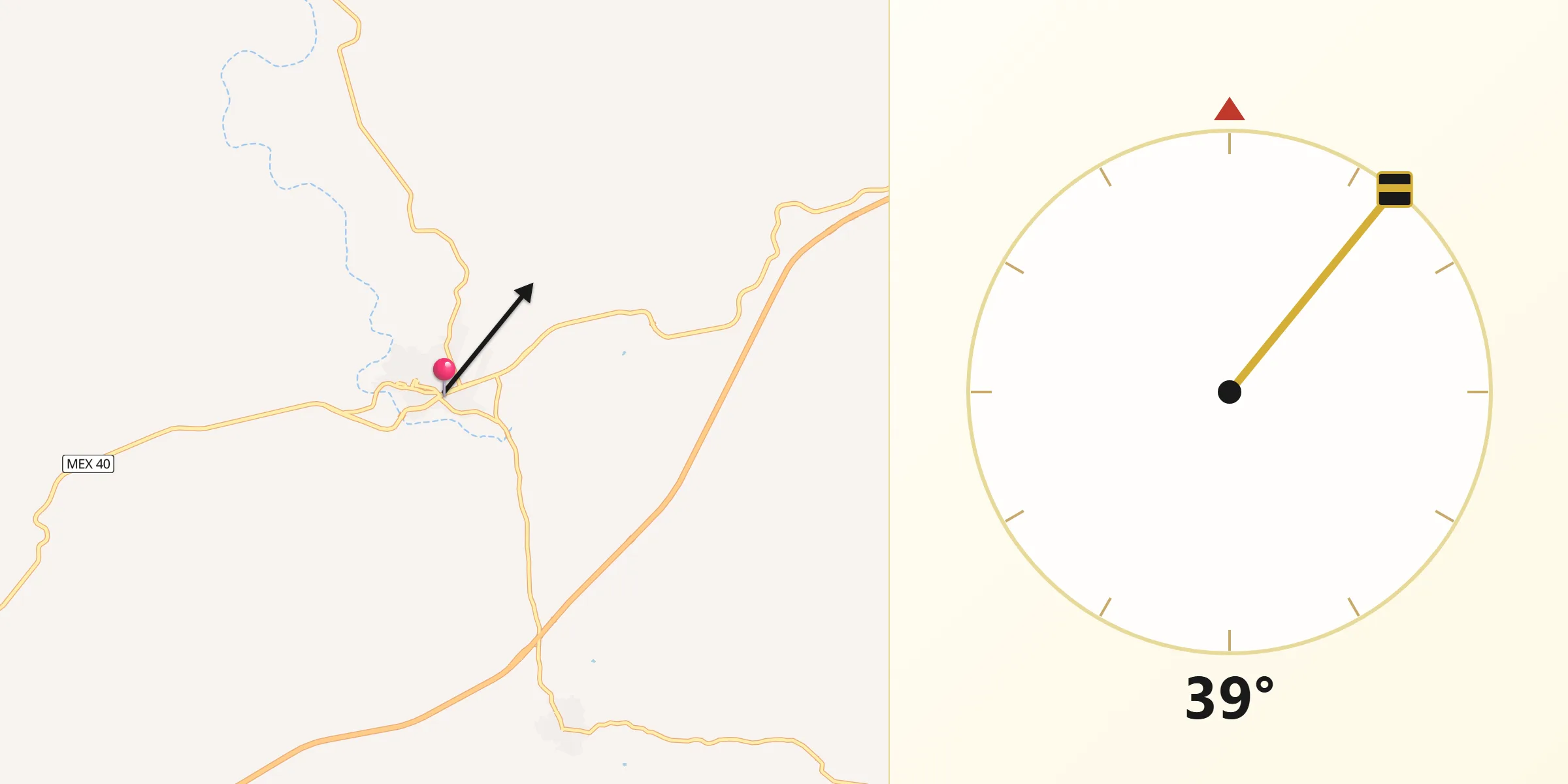 Dirección de la Qibla desde Concordia