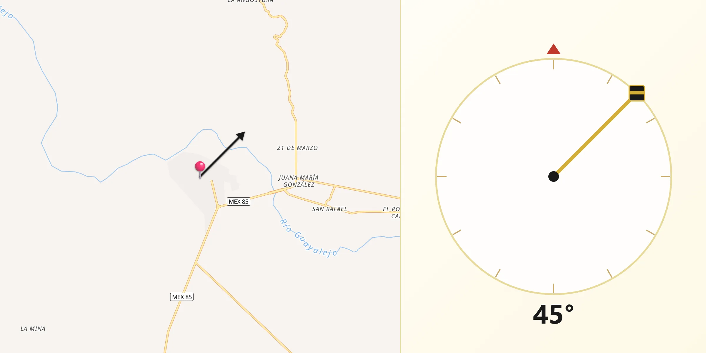 Dirección de la Qibla desde Llera de Canales