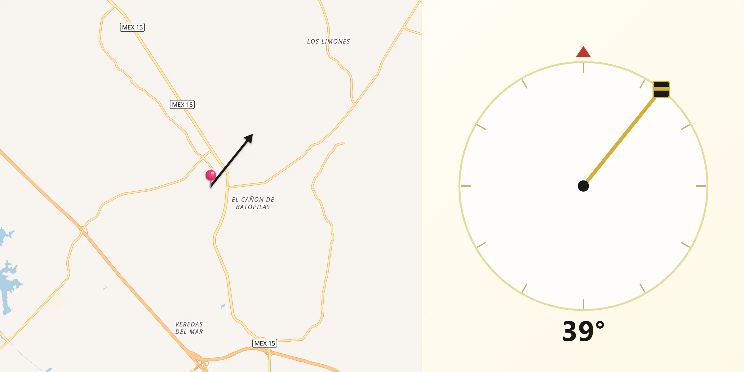 Dirección de la Qibla desde El Habal