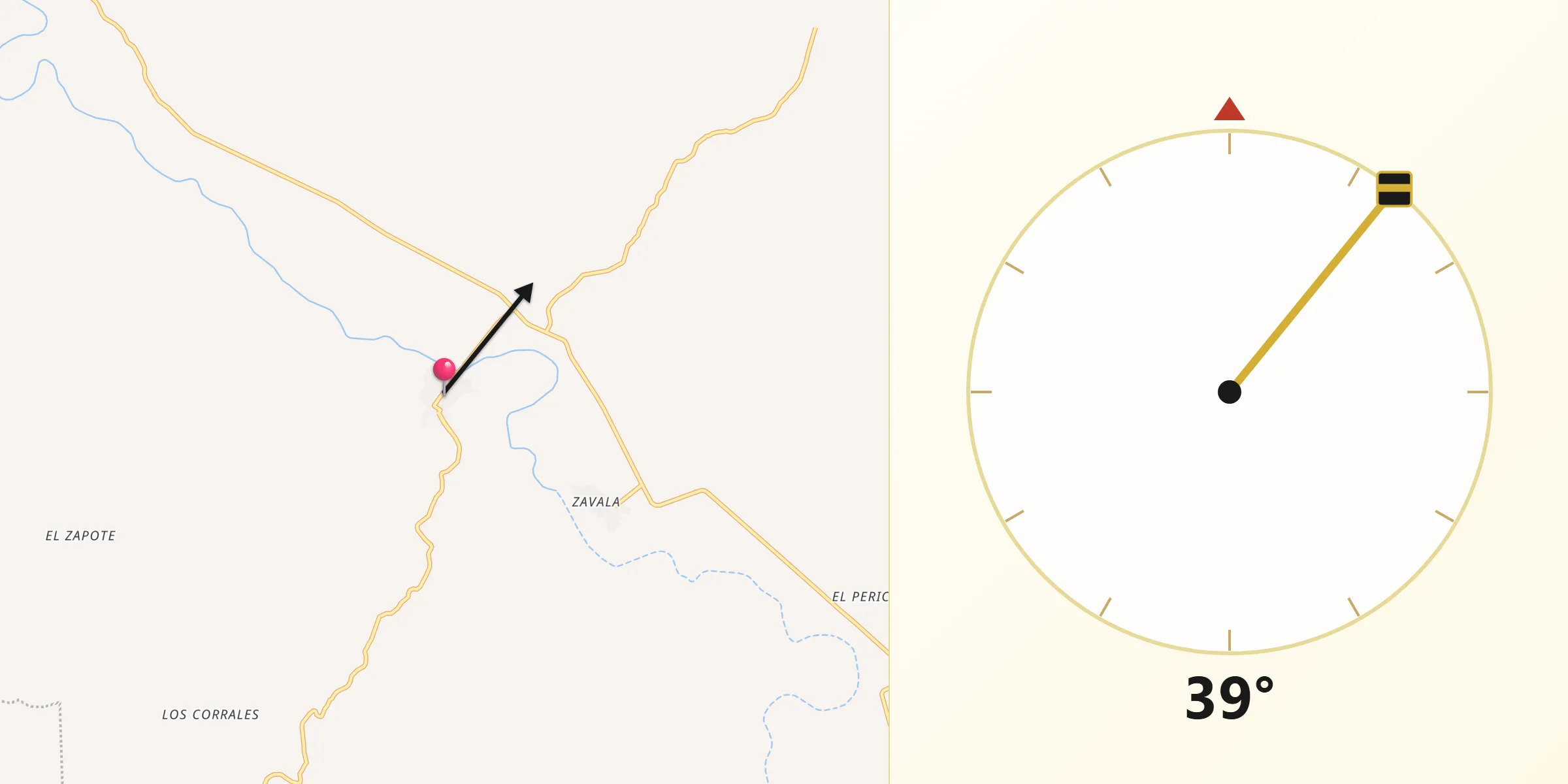 Dirección de la Qibla desde El Verde