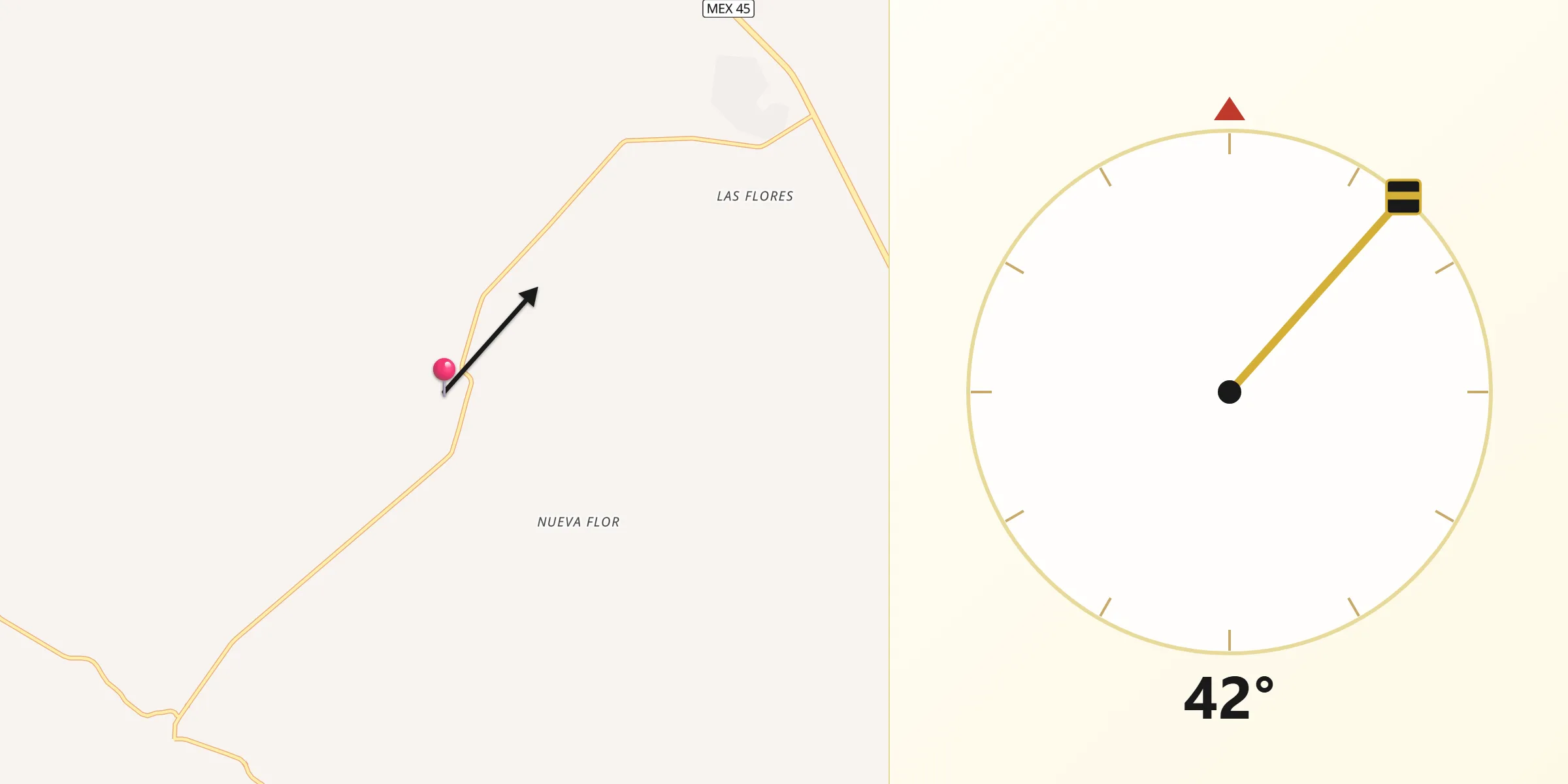 Dirección de la Qibla desde Seis de Enero