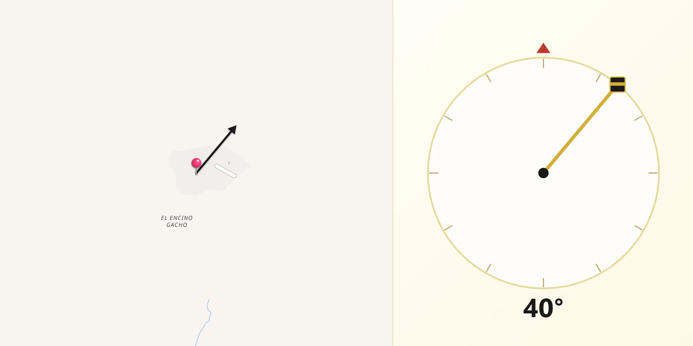 Dirección de la Qibla desde San Bernardino de Milpillas Chico