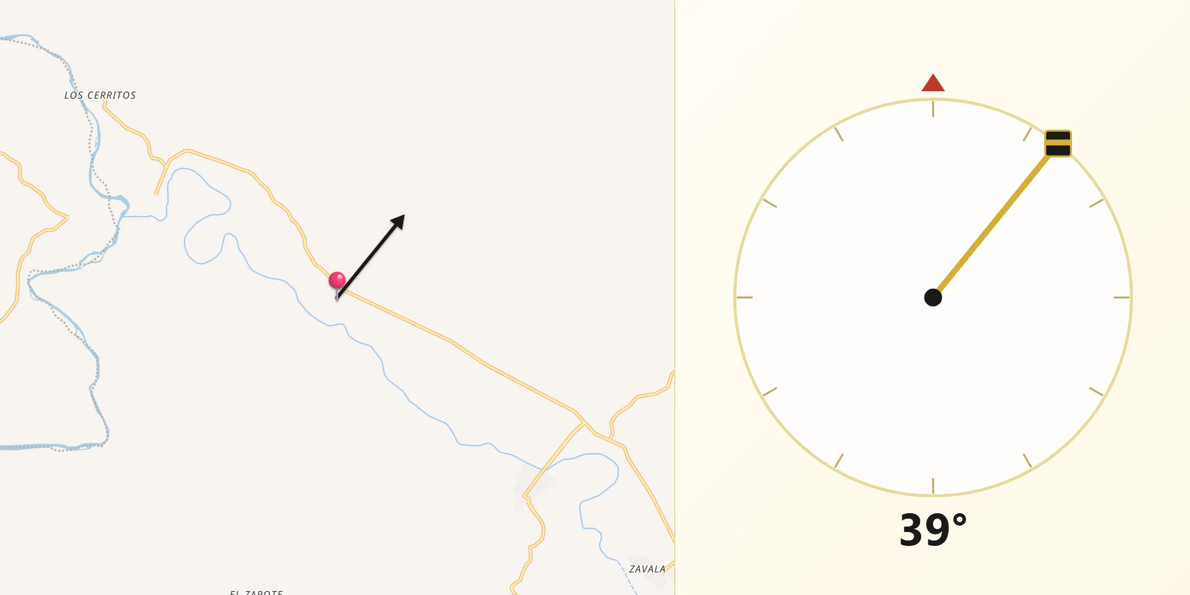 Dirección de la Qibla desde La Concepción