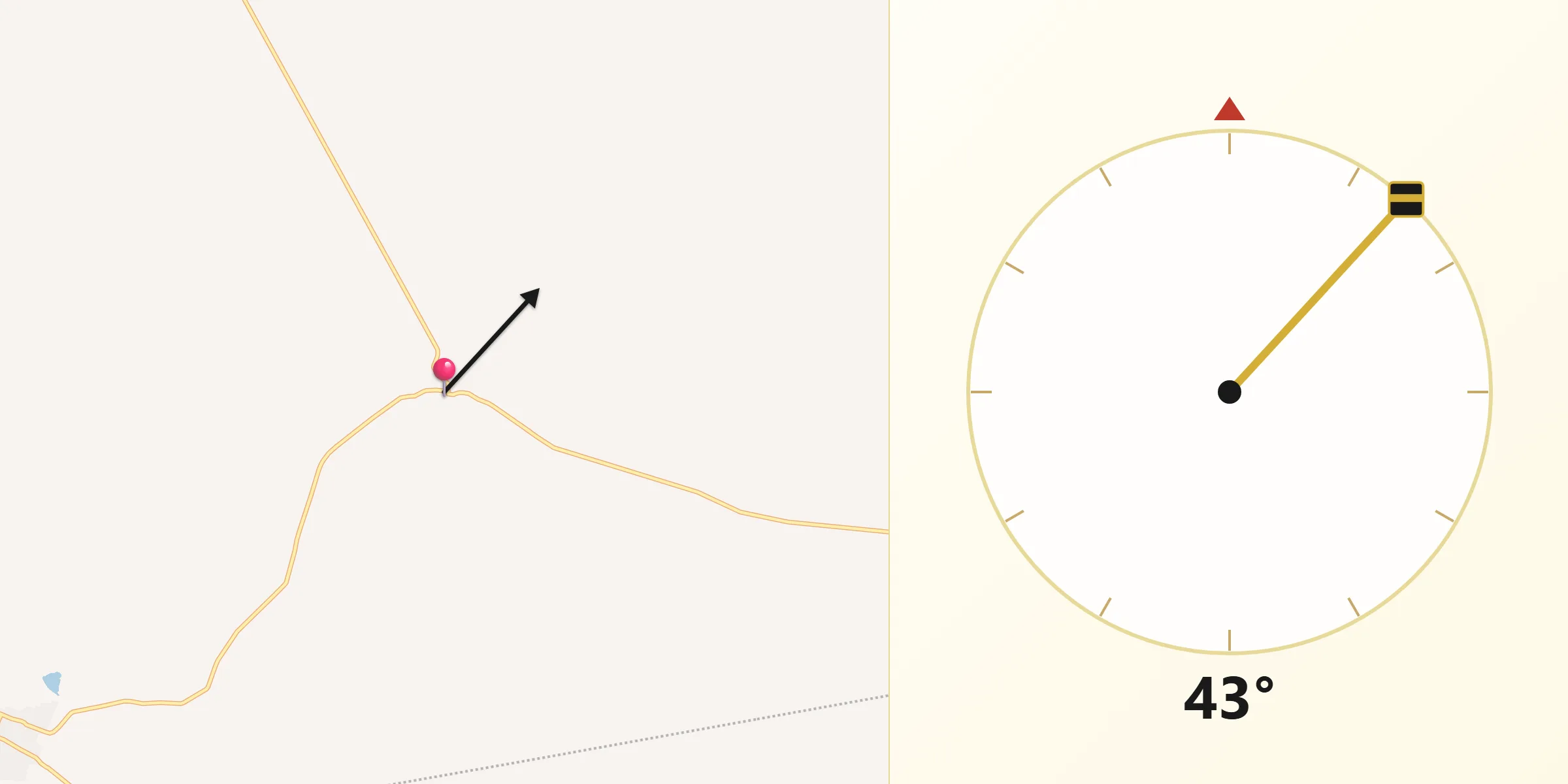 Dirección de la Qibla desde El Rucio