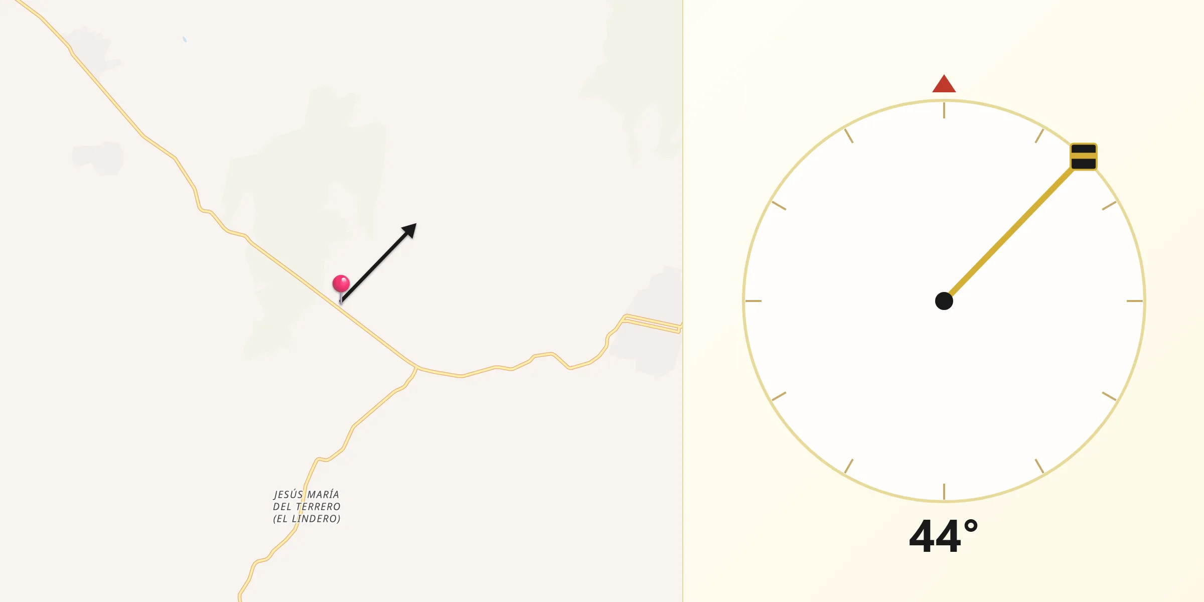 Dirección de la Qibla desde Mier y Noriega