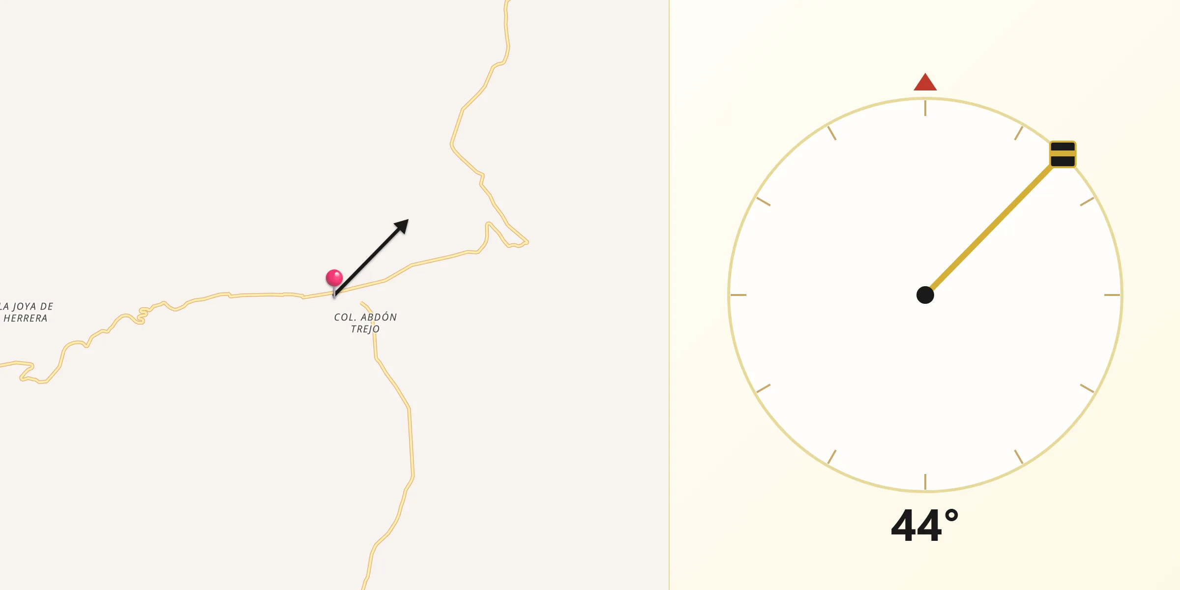 Dirección de la Qibla desde Bustamante