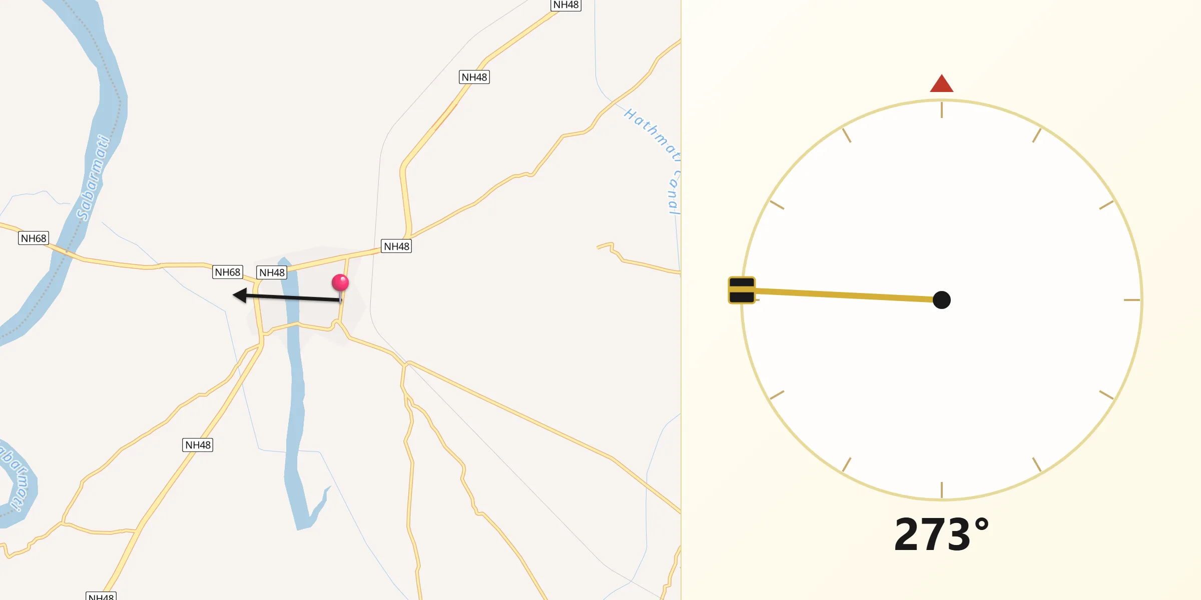 Prantij से मक्का की दिशा