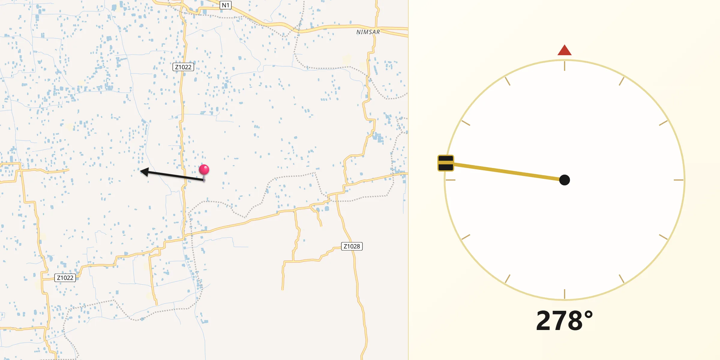 Direction vers la Qibla depuis Comilla