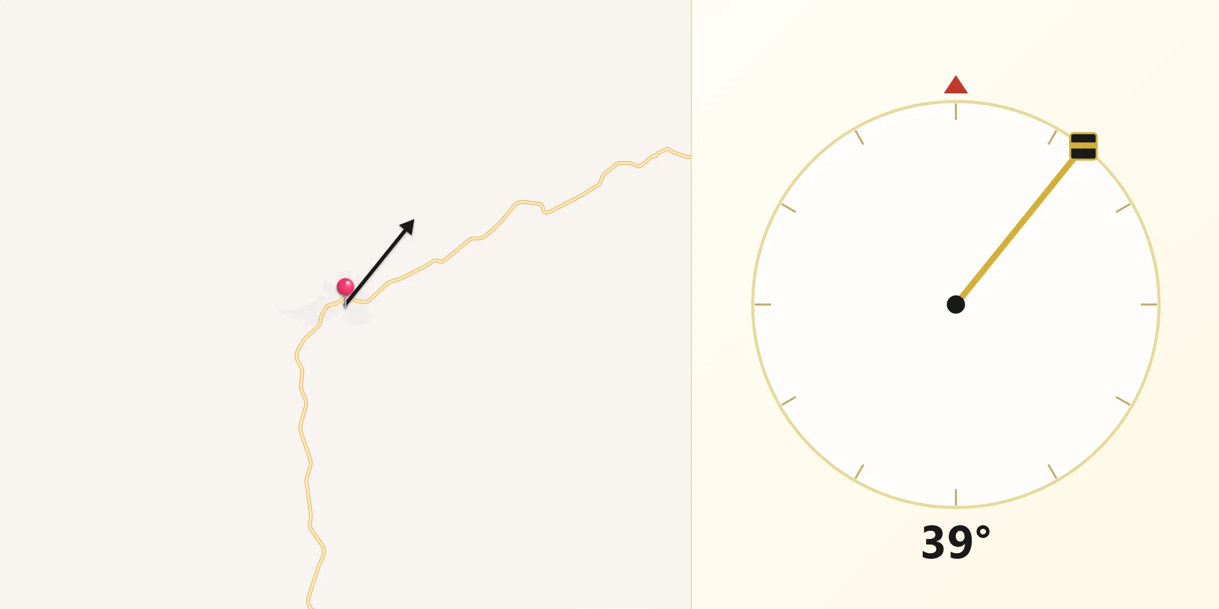 Dirección de la Qibla desde La Noria de San Antonio