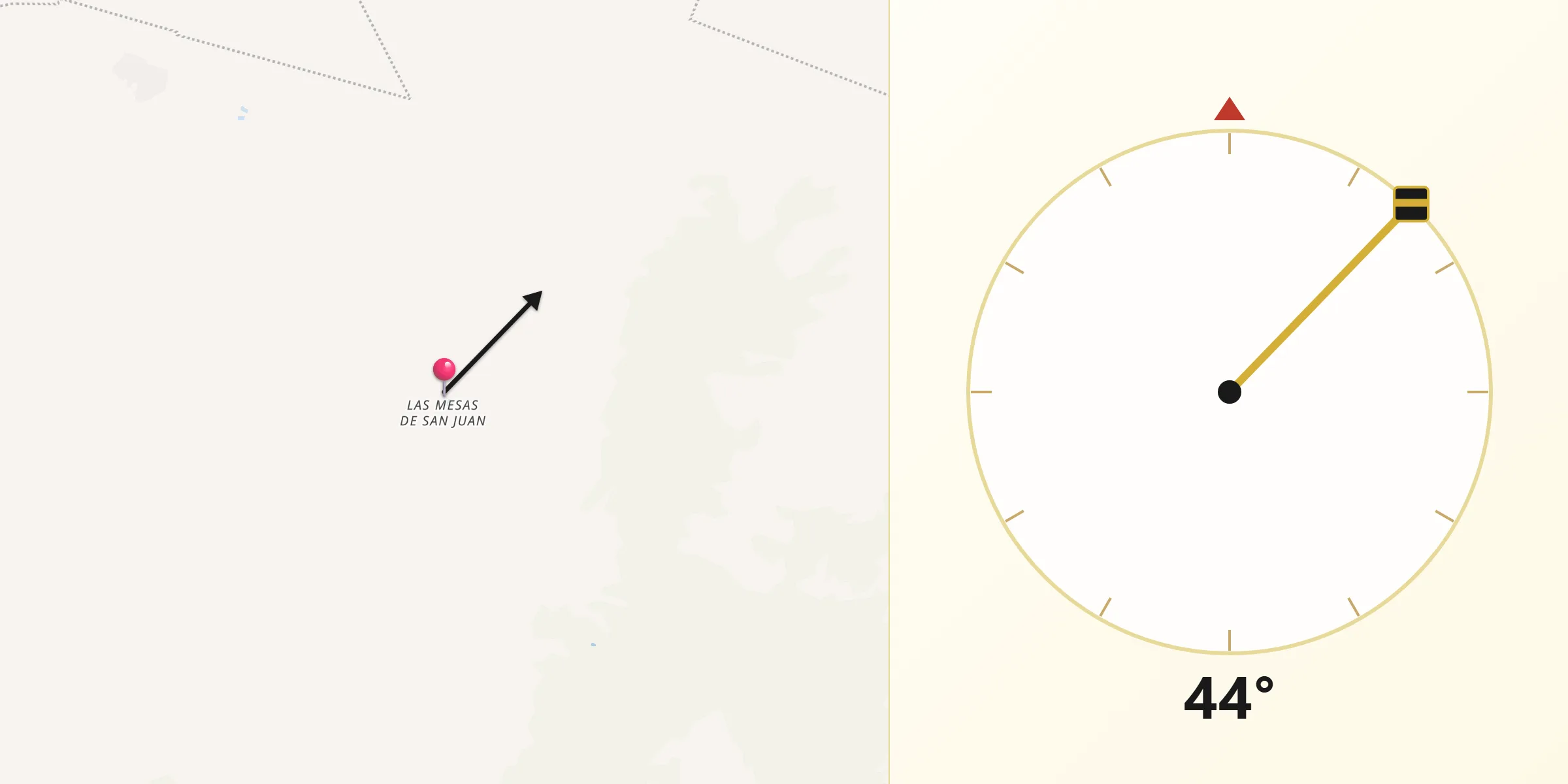Dirección de la Qibla desde Las Mesas de San Juan
