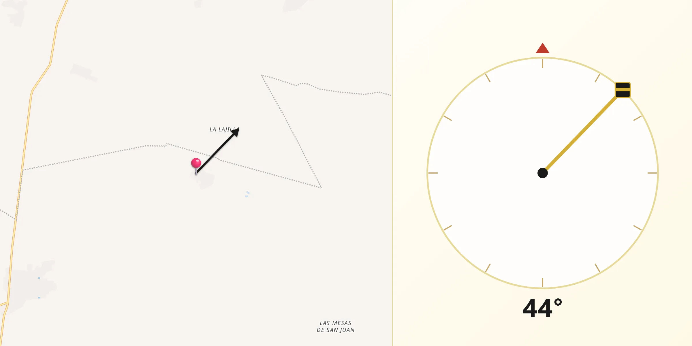 Dirección de la Qibla desde Las Palomas