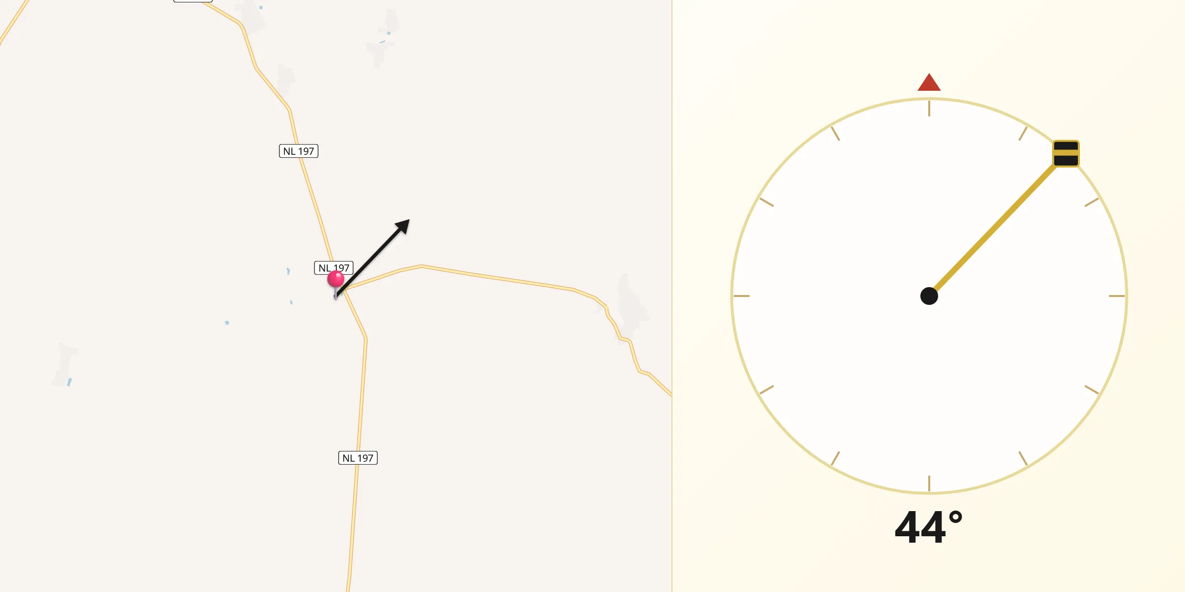 Dirección de la Qibla desde El Dieciséis